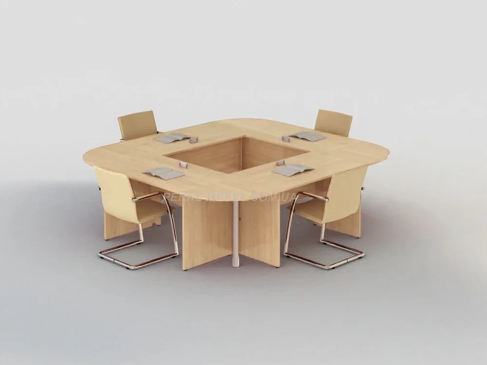 Conference table round in the meeting room — Beech
