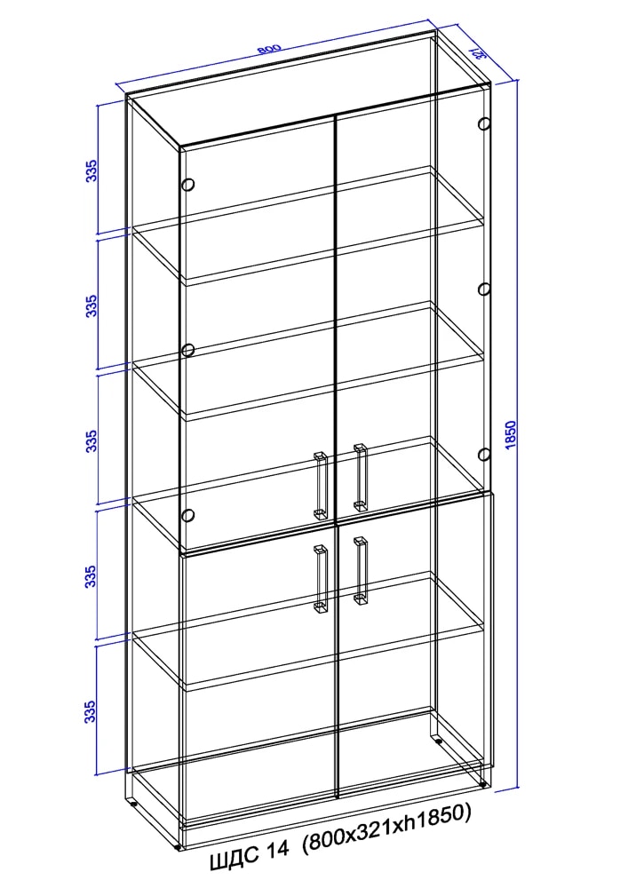 Open cabinet with glass 1850x800x320 wenge 2