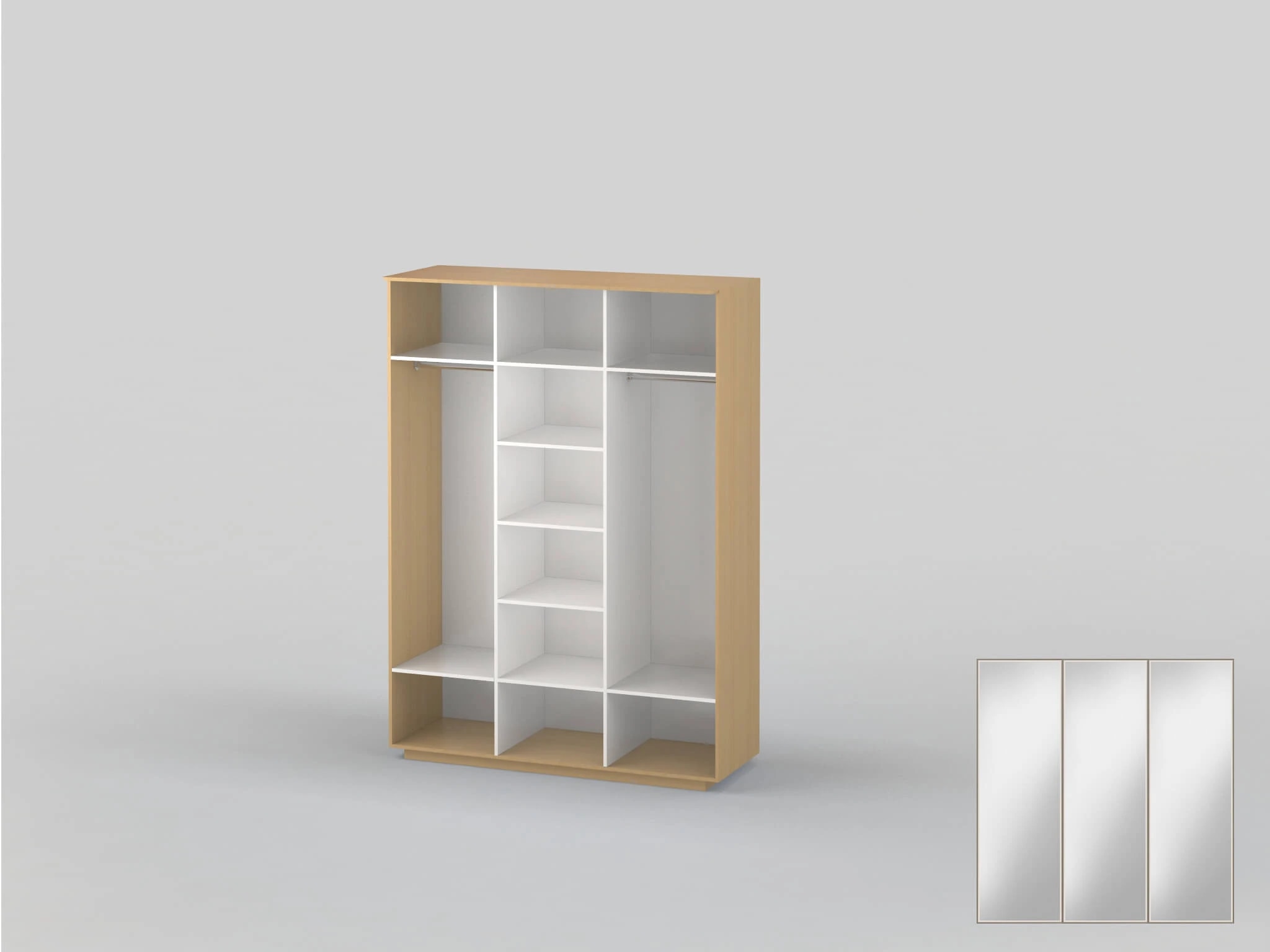 Three-door closet with a width of 1791 mm beech