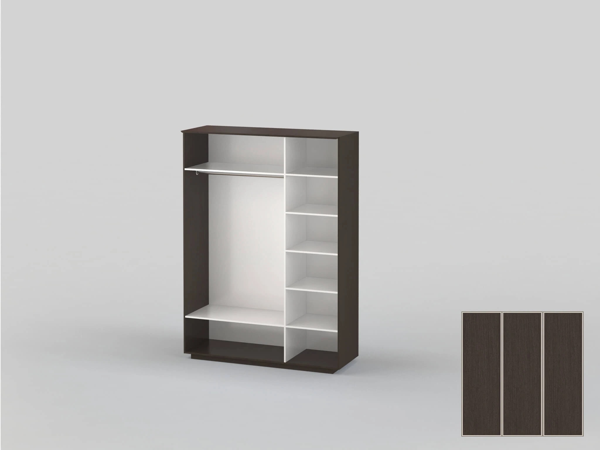 Three-door wardrobe width 1791 mm wenge