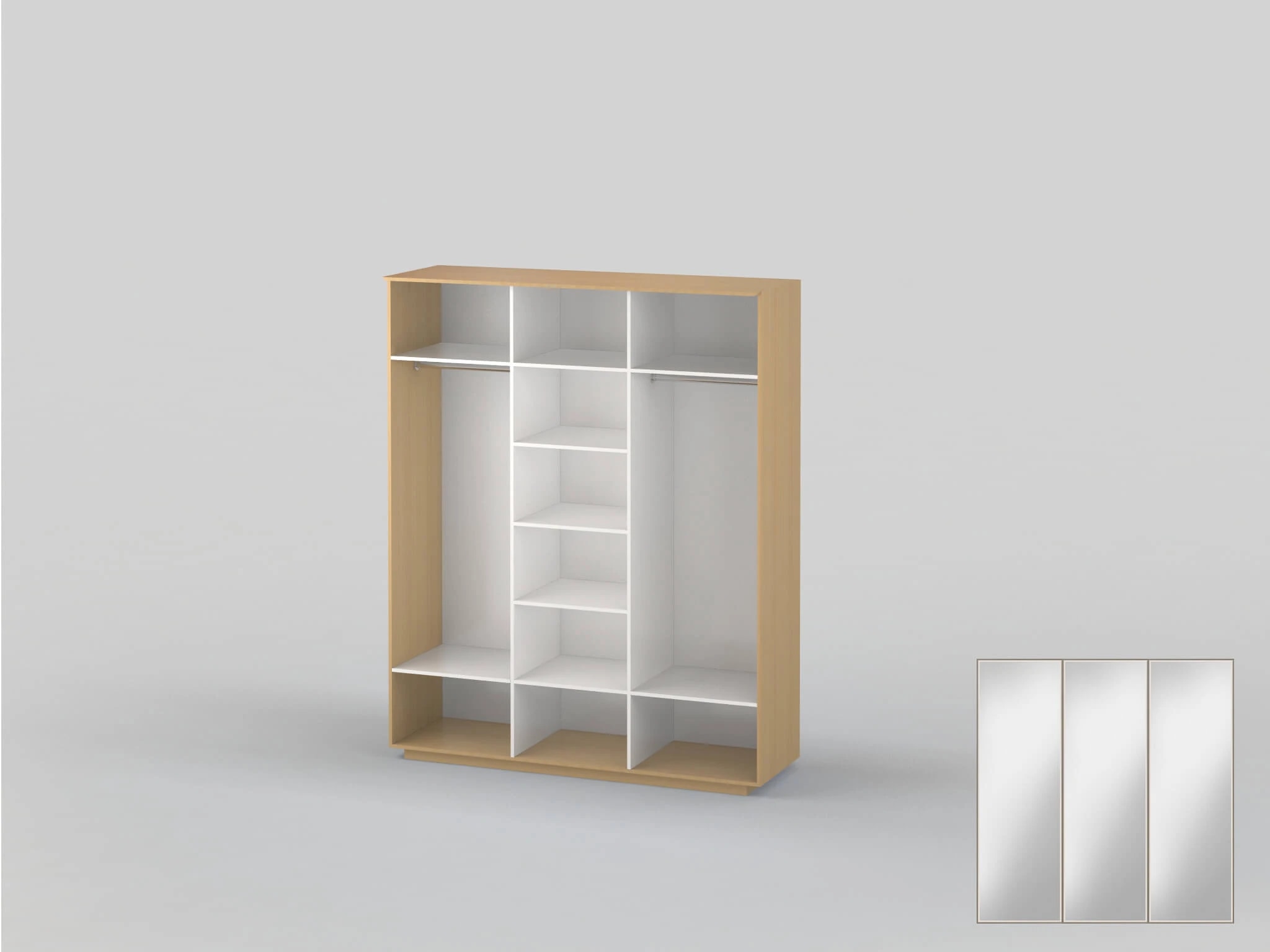 Three-door wardrobe width 1991 mm beech