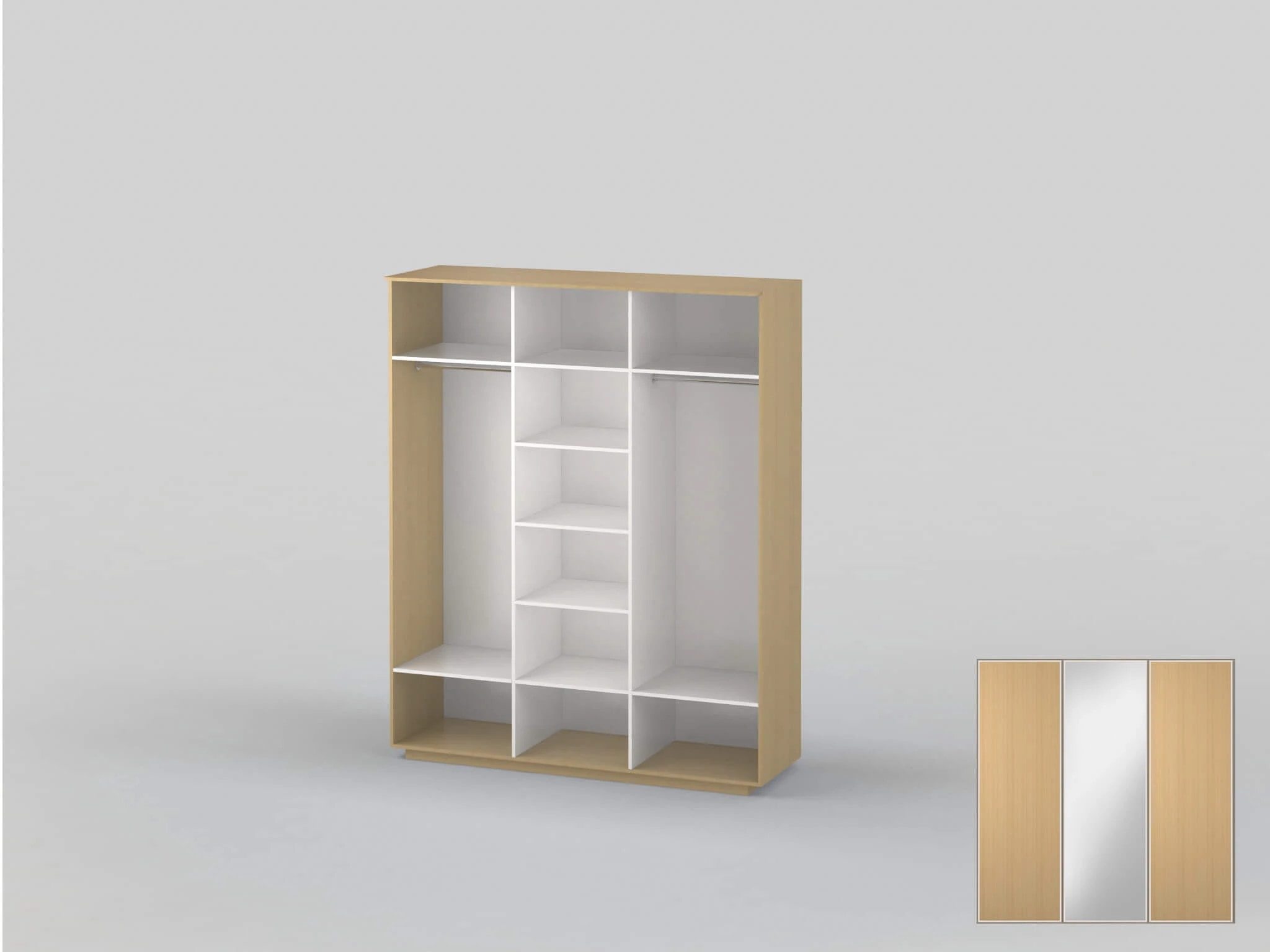 Three-door wardrobe width 1991 mm beech