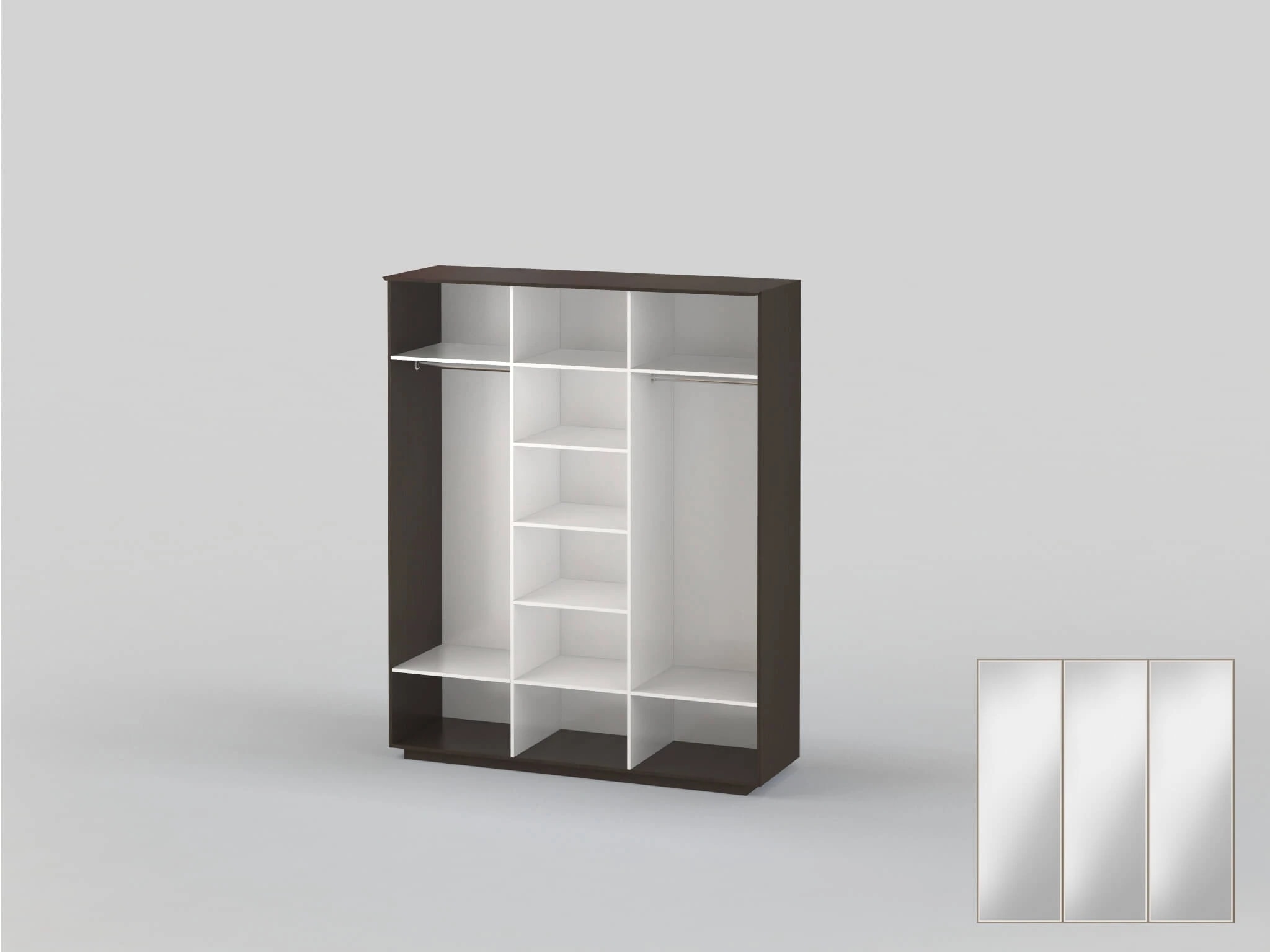 Three-door wardrobe width 1991 mm wenge