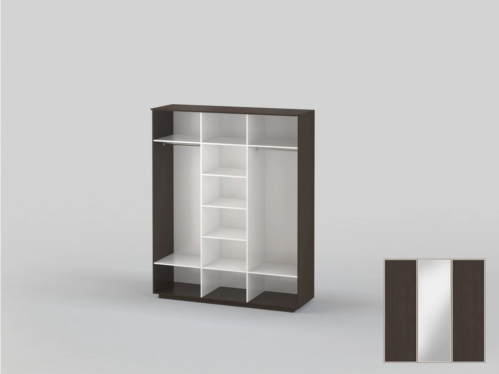 Three-door wardrobe width 1991 mm wenge