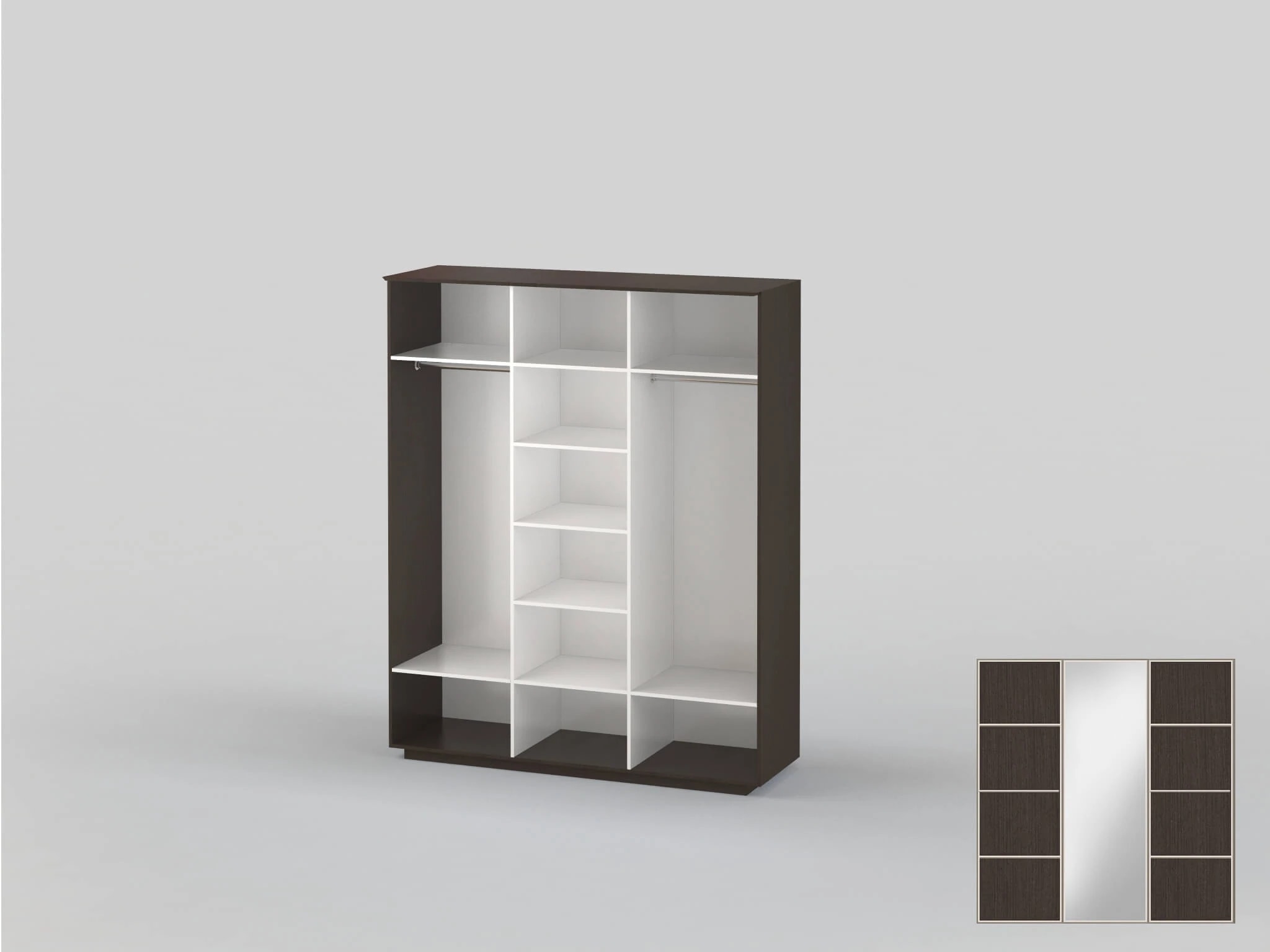 Three-door wardrobe width 1991 mm wenge