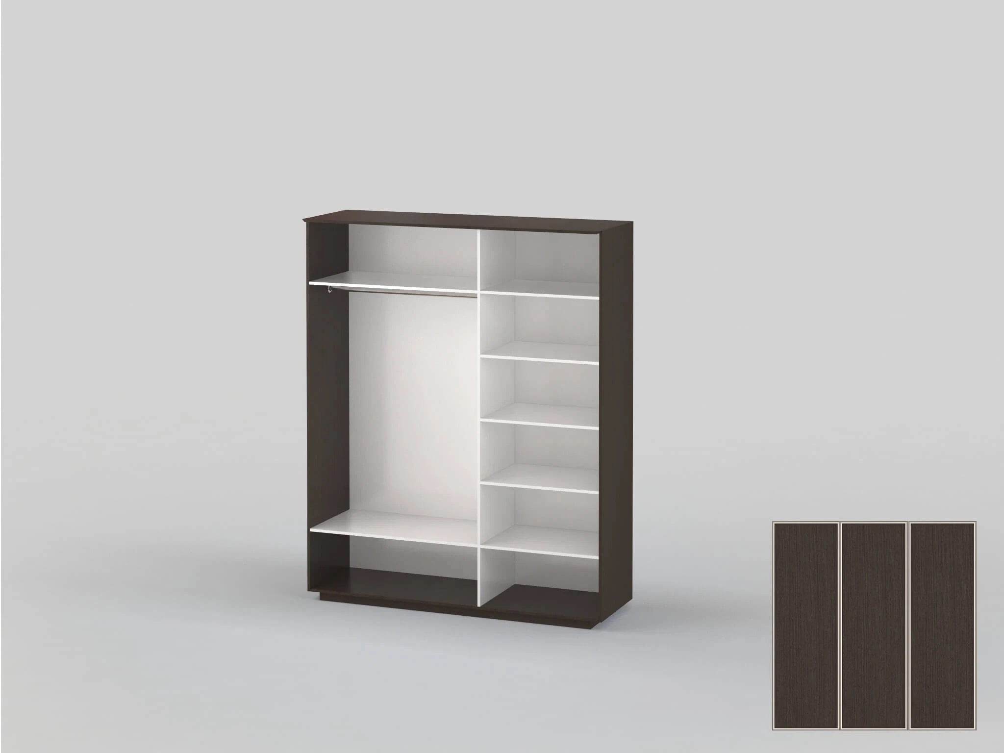 Three-door closet, width 1991 mm wenge