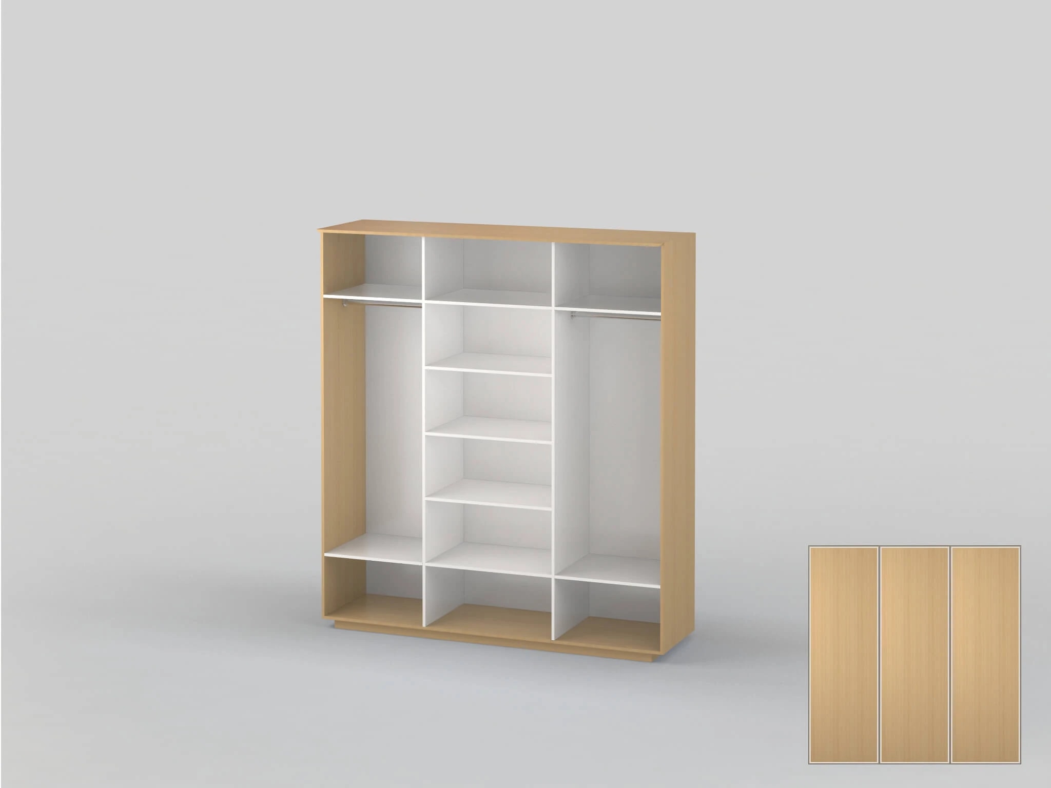 Three-door closet with a width of 2191 mm beech