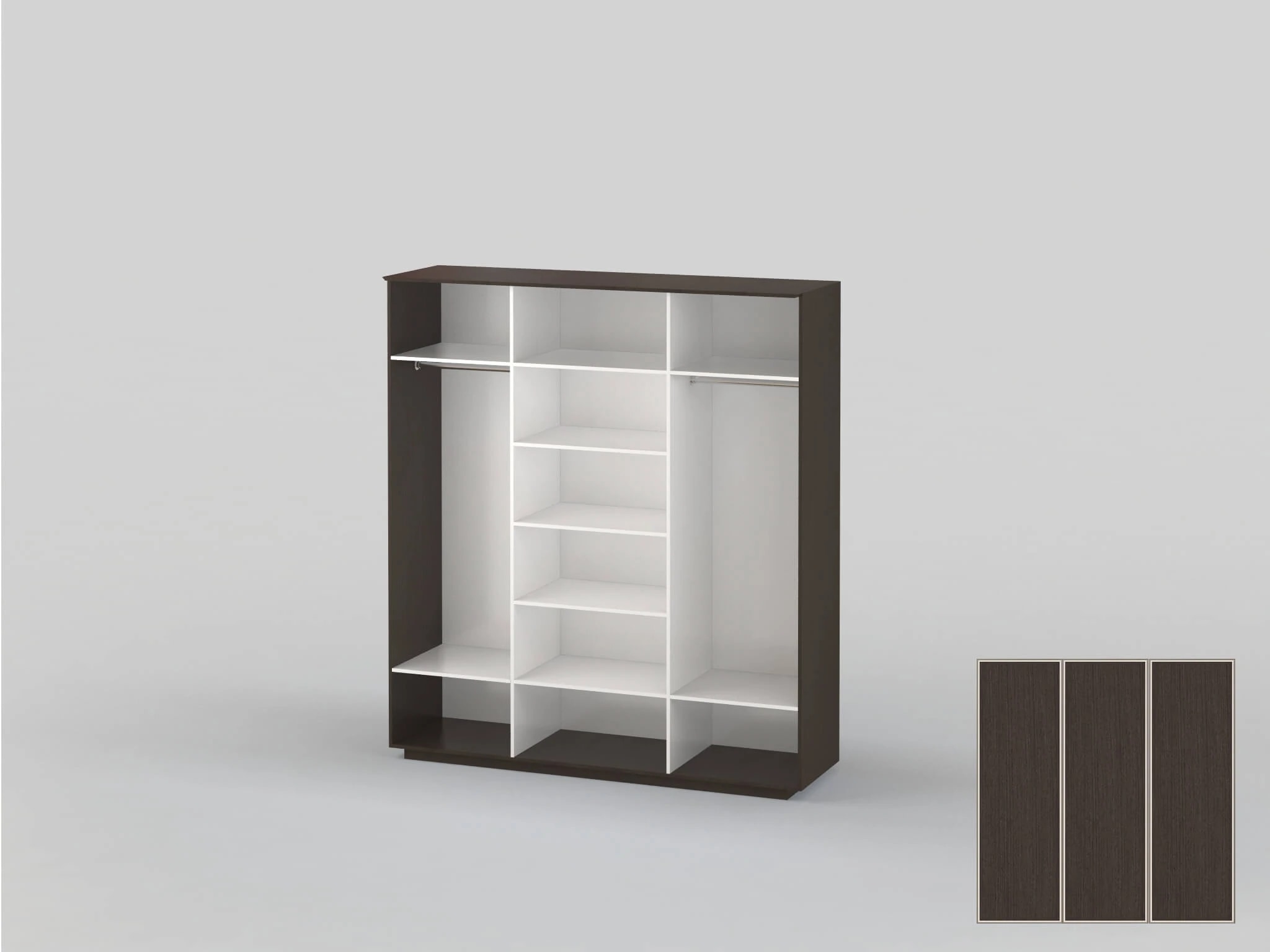 Three-door closet 2191 mm wide in wenge