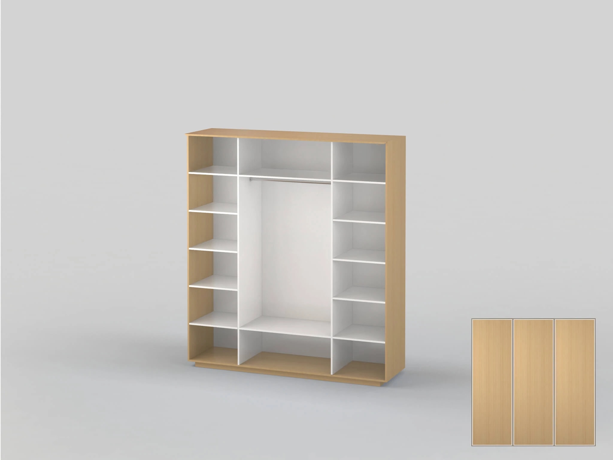 Three-door closet with a width of 2191 mm beech