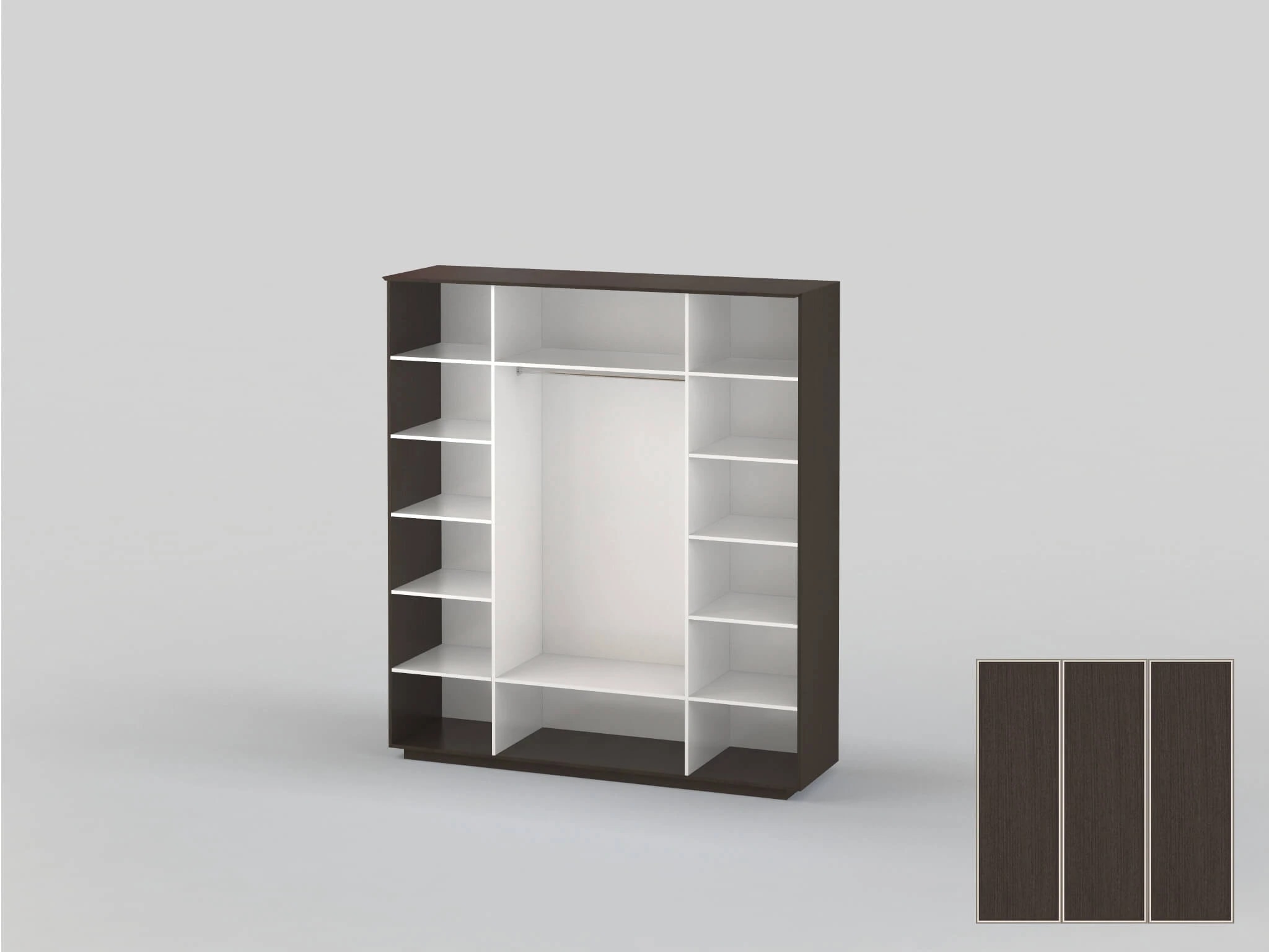 Three-door closet 2191 mm wide in wenge