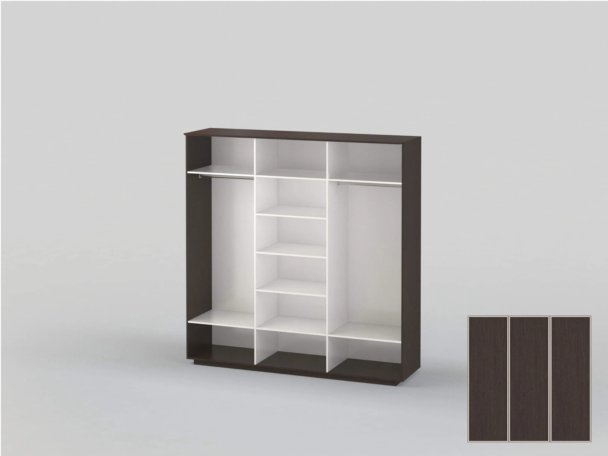 Three-door closet with a width of 2391 mm Wenge