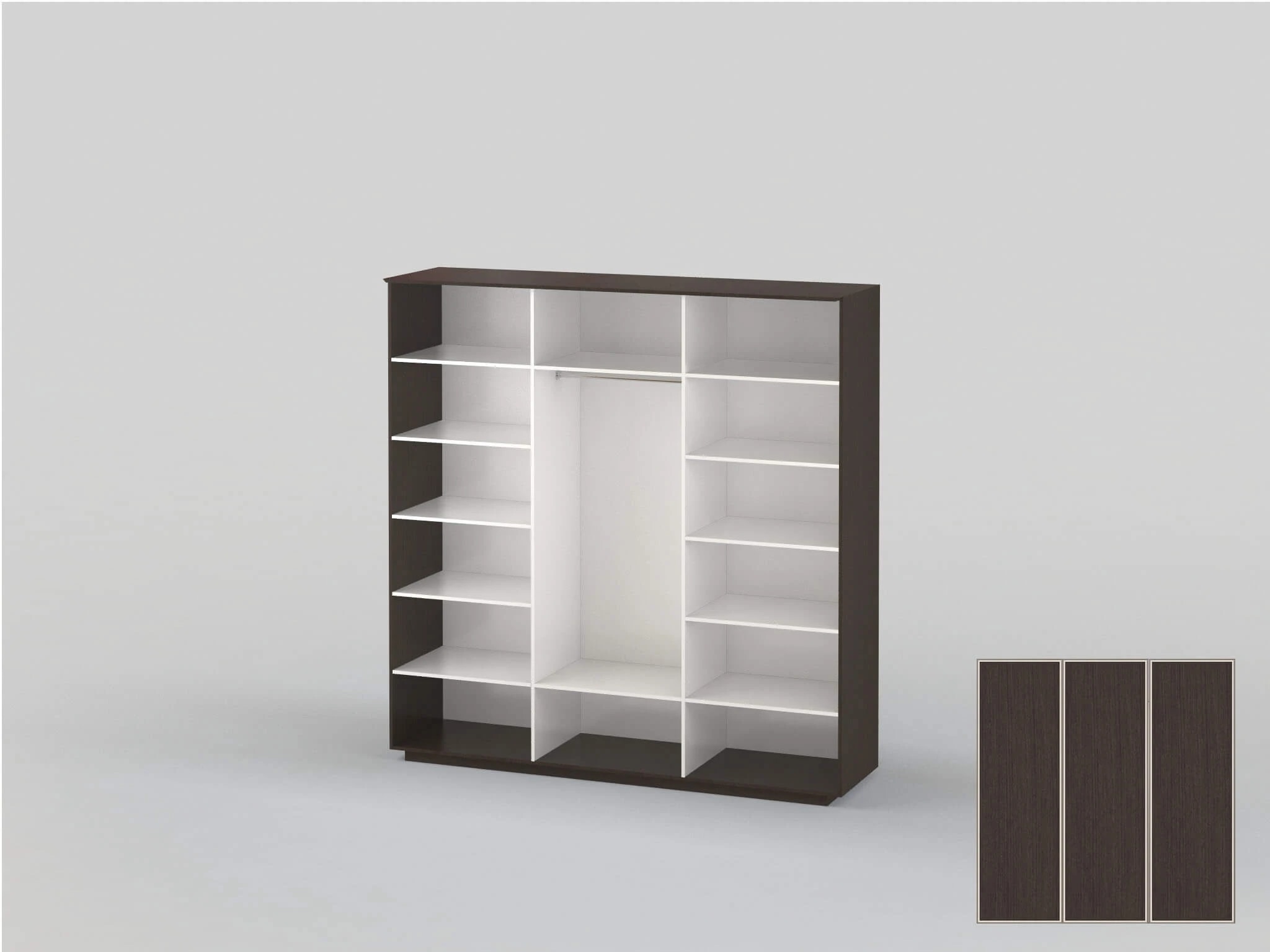 Three-door closet with a width of 2391 mm Wenge