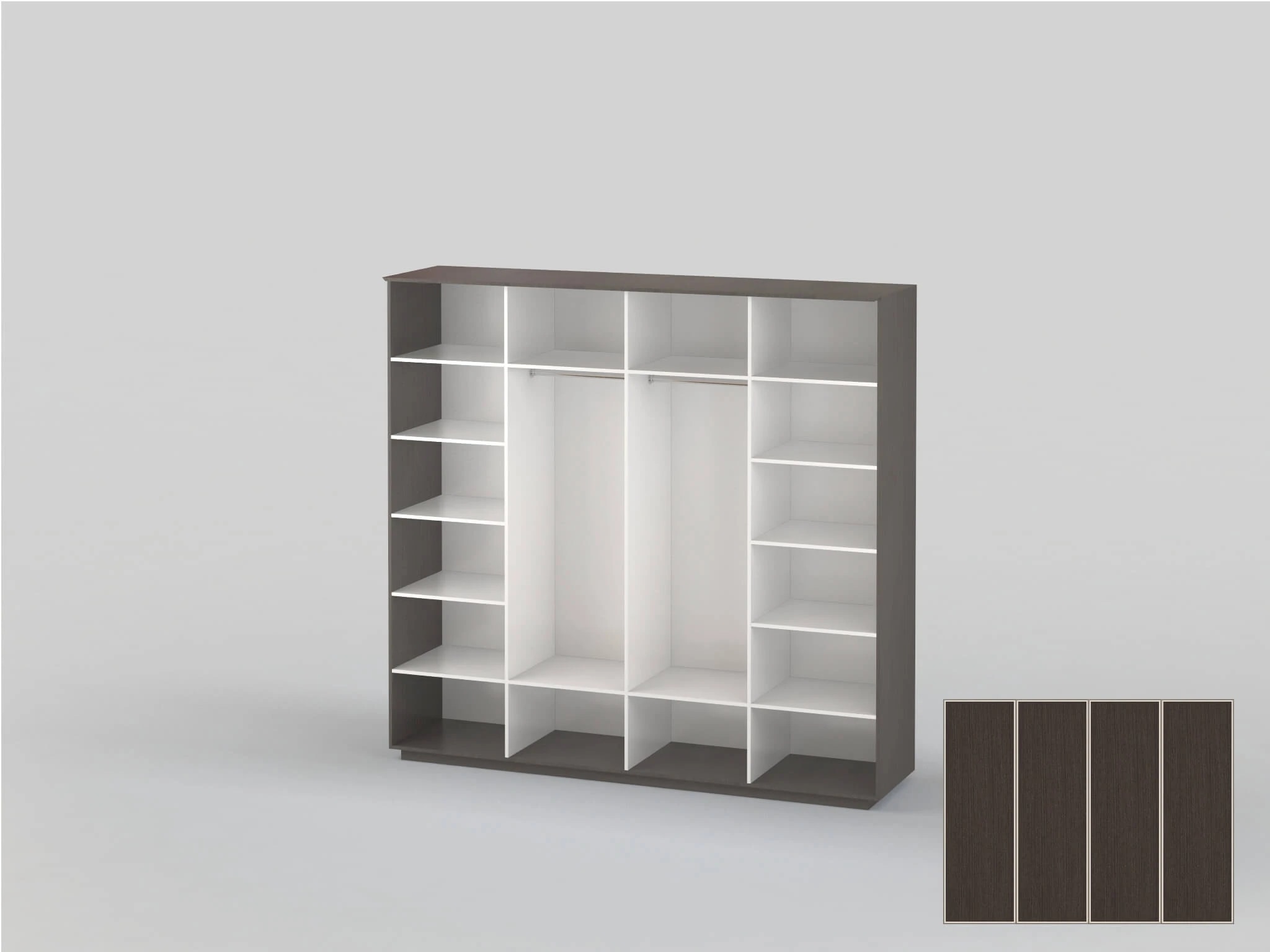 Four-door wardrobe 2582 mm wide in wenge