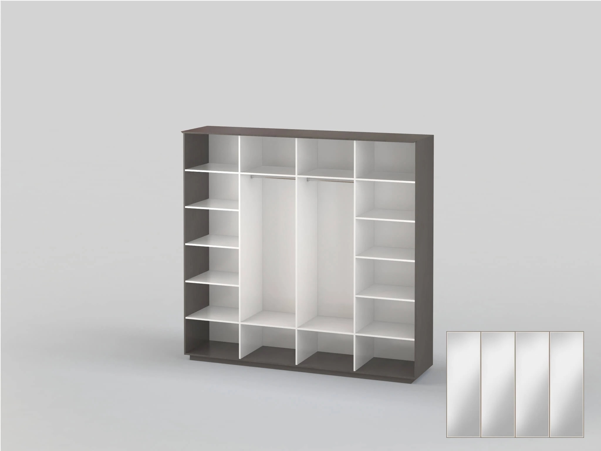 Four-door wardrobe 2582 mm wide in wenge