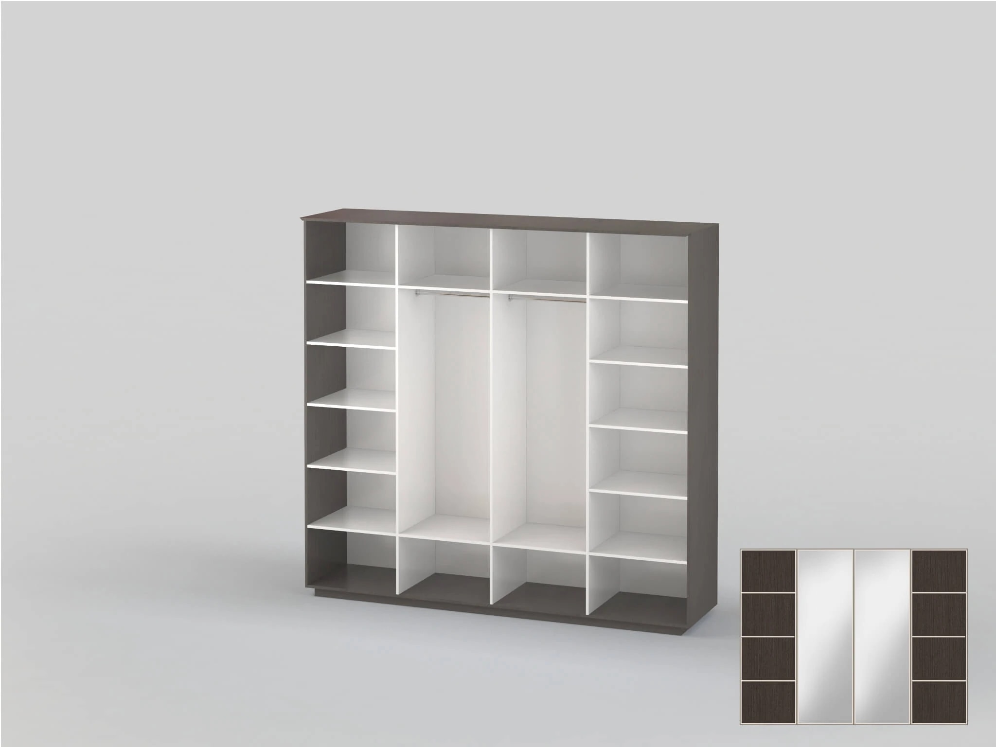 Four-door wardrobe 2582 mm wide in wenge