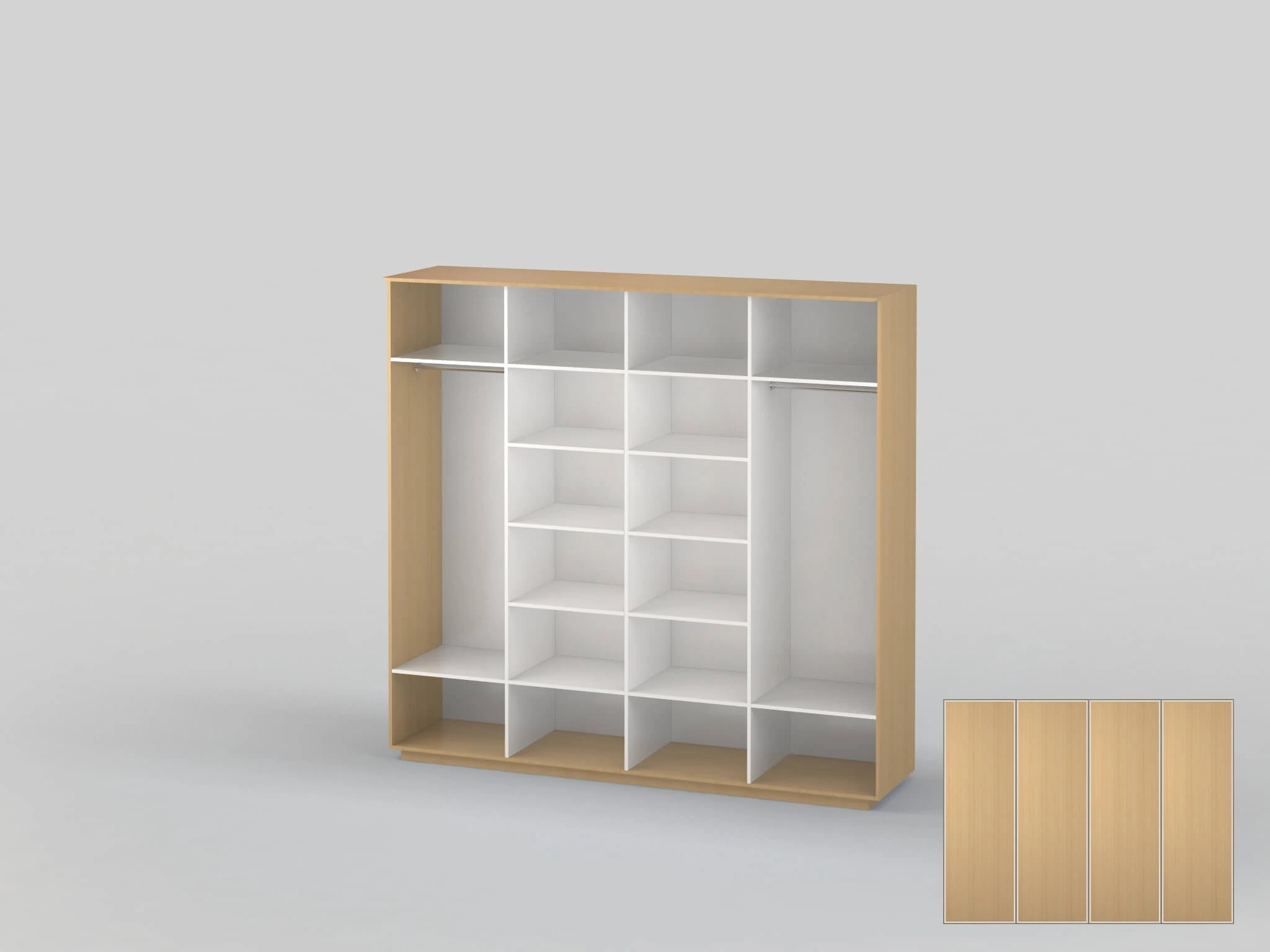 Four-door wardrobe 2582 mm wide beech