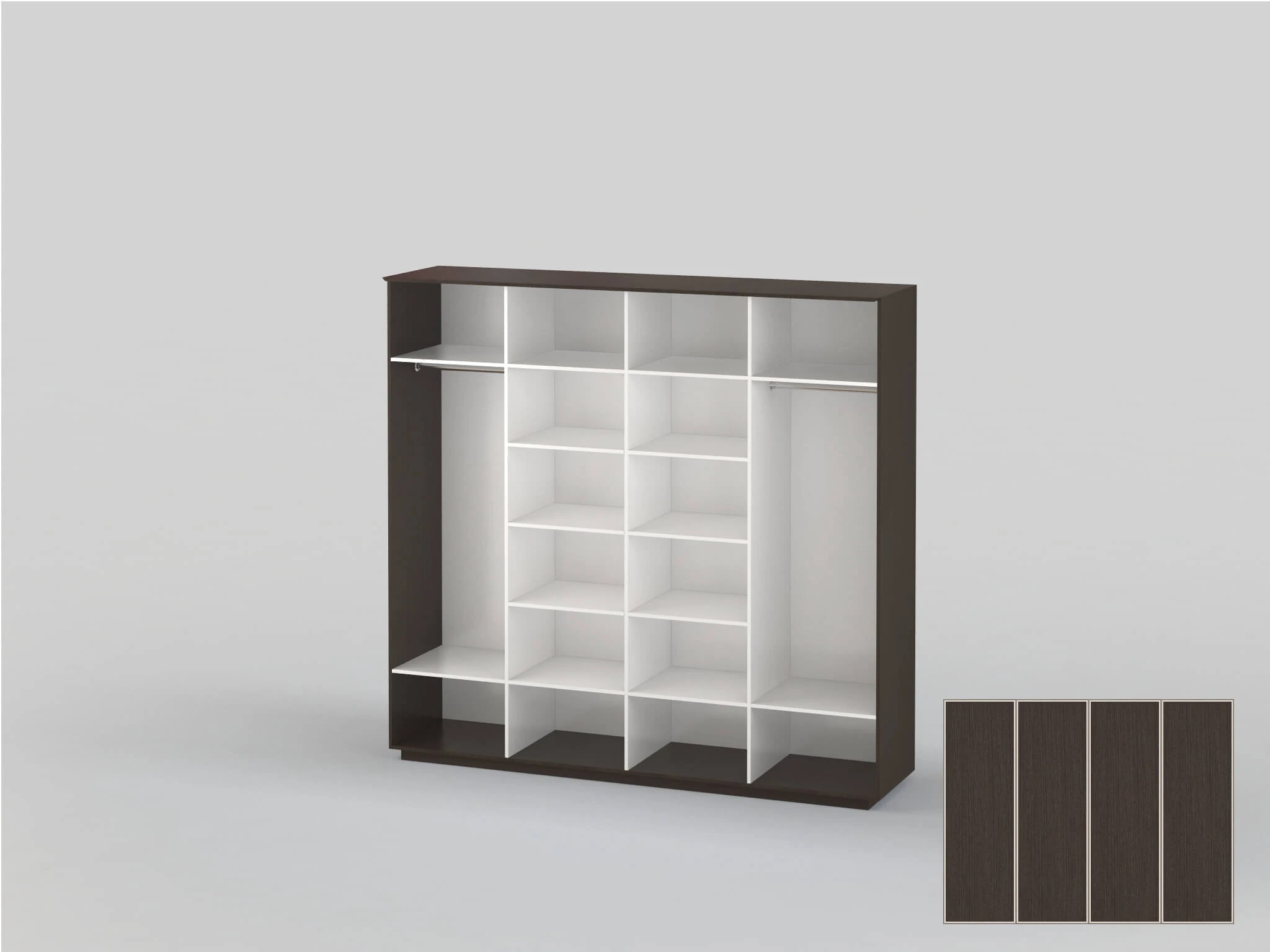 Four-door wardrobe 2582 mm wide in wenge