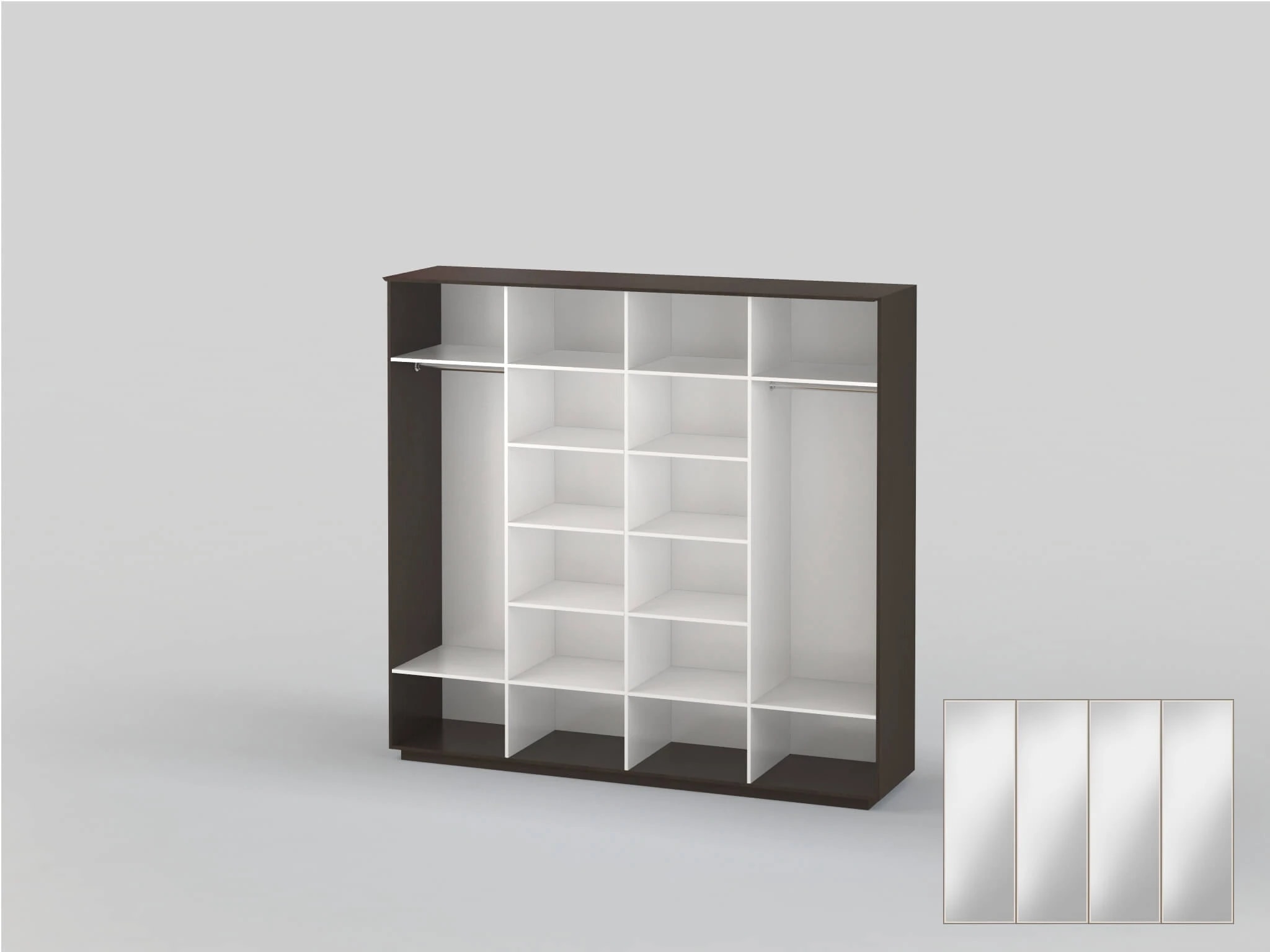 Four-door wardrobe 2582 mm wide in wenge