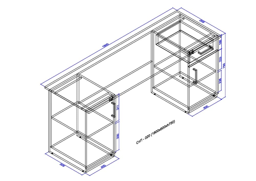 Desk with two cabinets 4