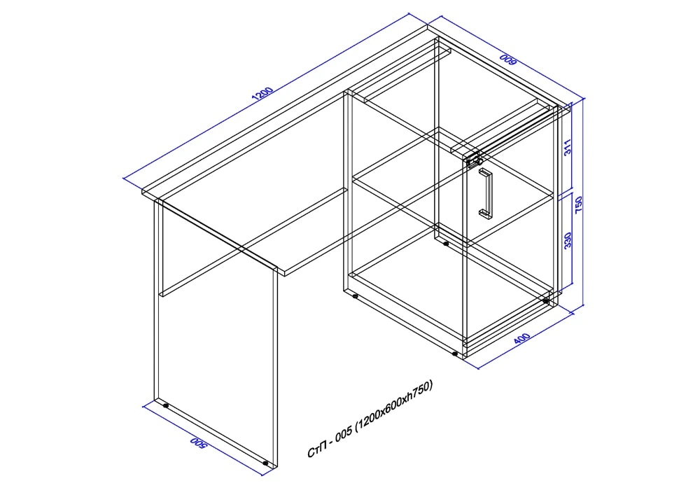 Desk with cabinet 1200x600x750 2