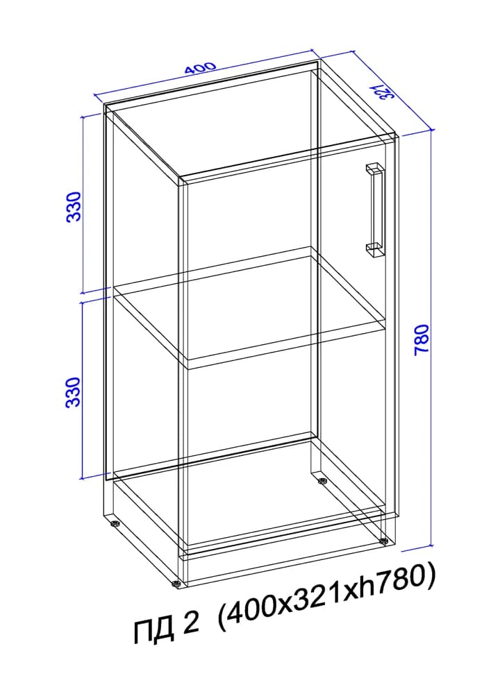 Тумба-пенал закрита з полицями 780x400x320 бук 2
