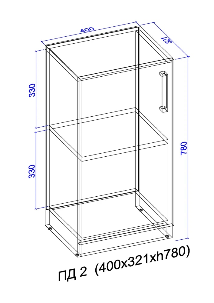 Closed cabinet with shelves 780x400x320 wenge 2