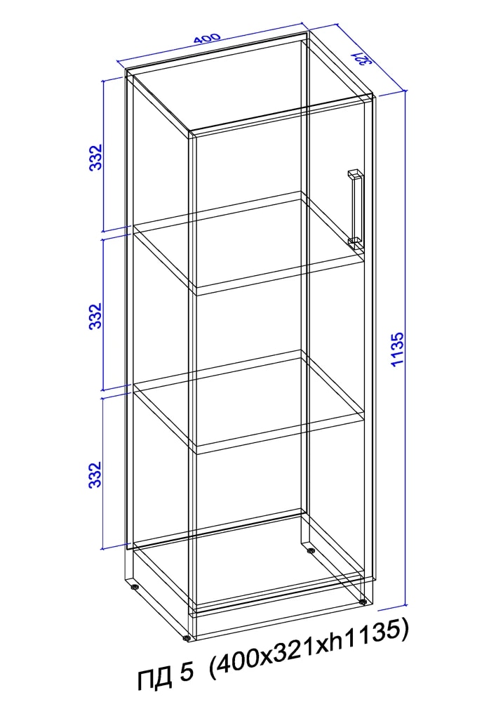 Шафа-пенал закрита з полицями 1135x400x320 бук 2