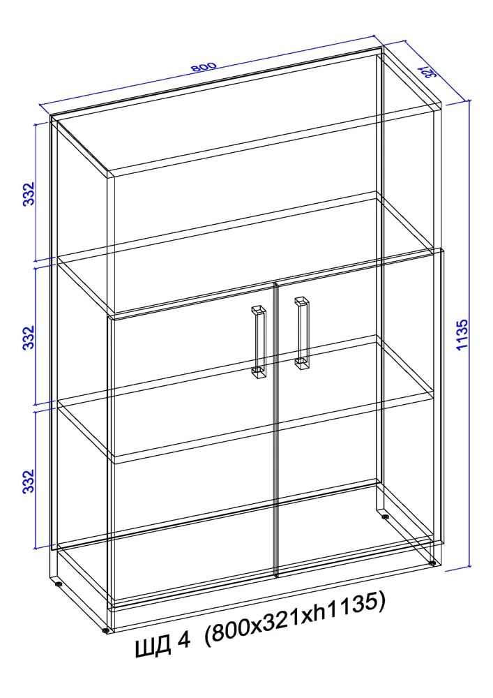 Шафа відкрита з полицями 1135x800x320 бук 2