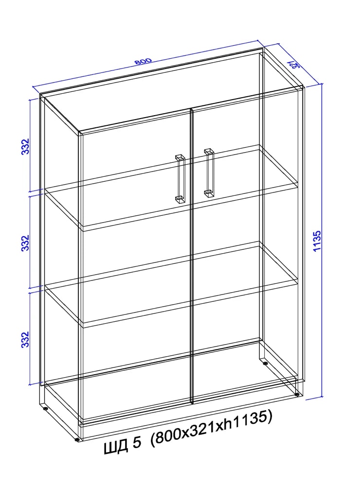 Шафа закрита з полицями 1135x800x320 бук 2
