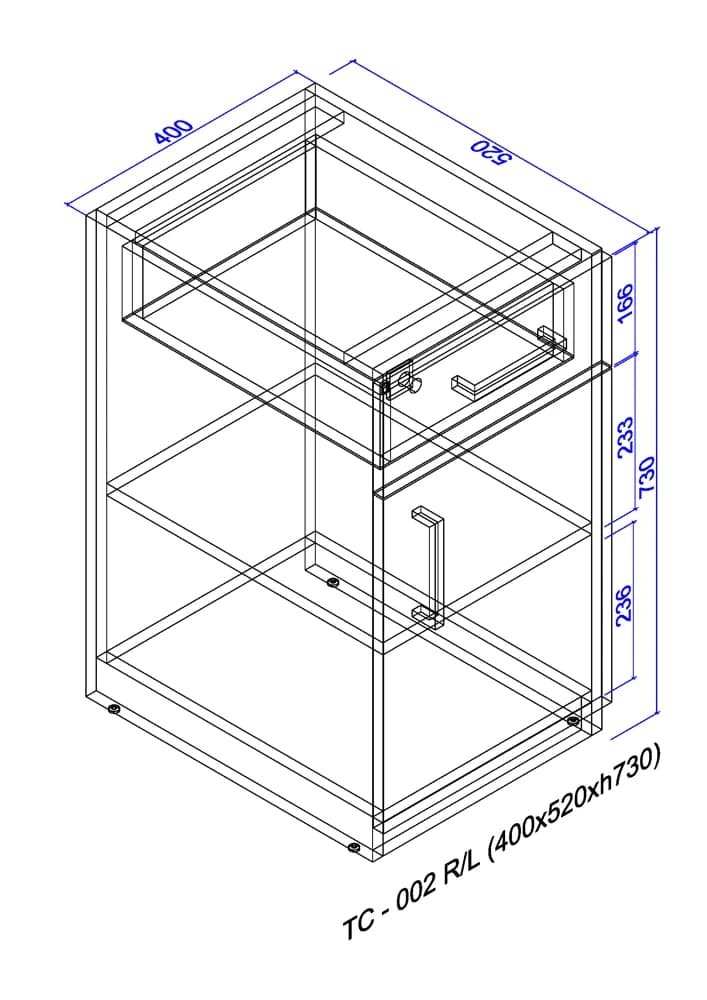 Left-side office pedestal with lock and drawer 2