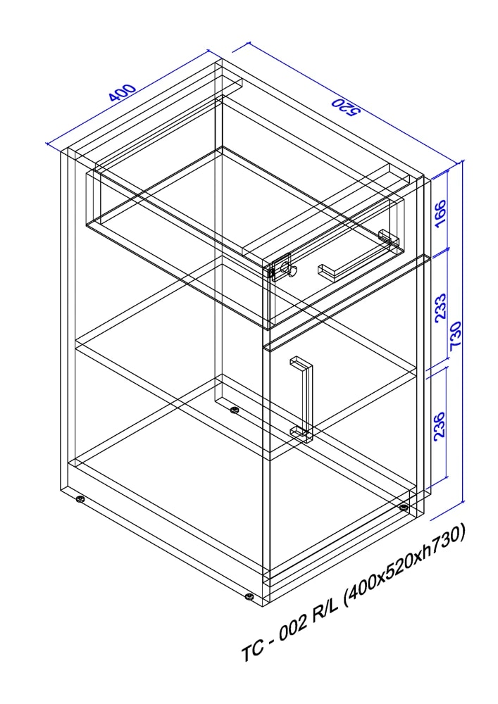 Left-side office pedestal with lock and drawer 2