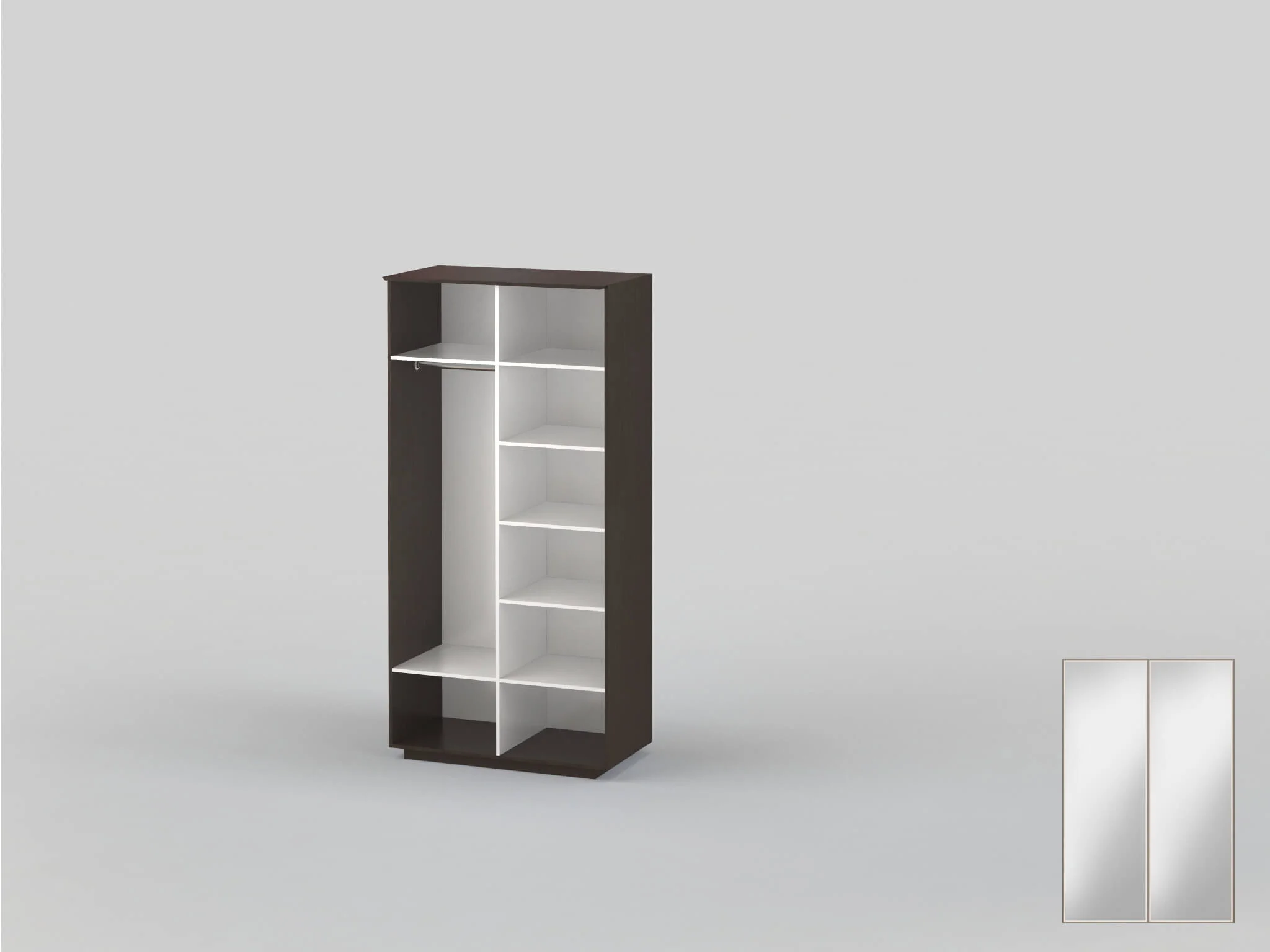 Double-door closet 1200 mm wide in wenge