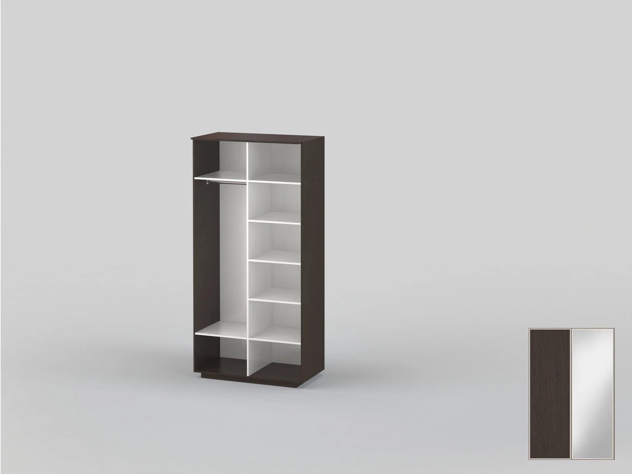 Double-door closet 1200 mm wide in wenge