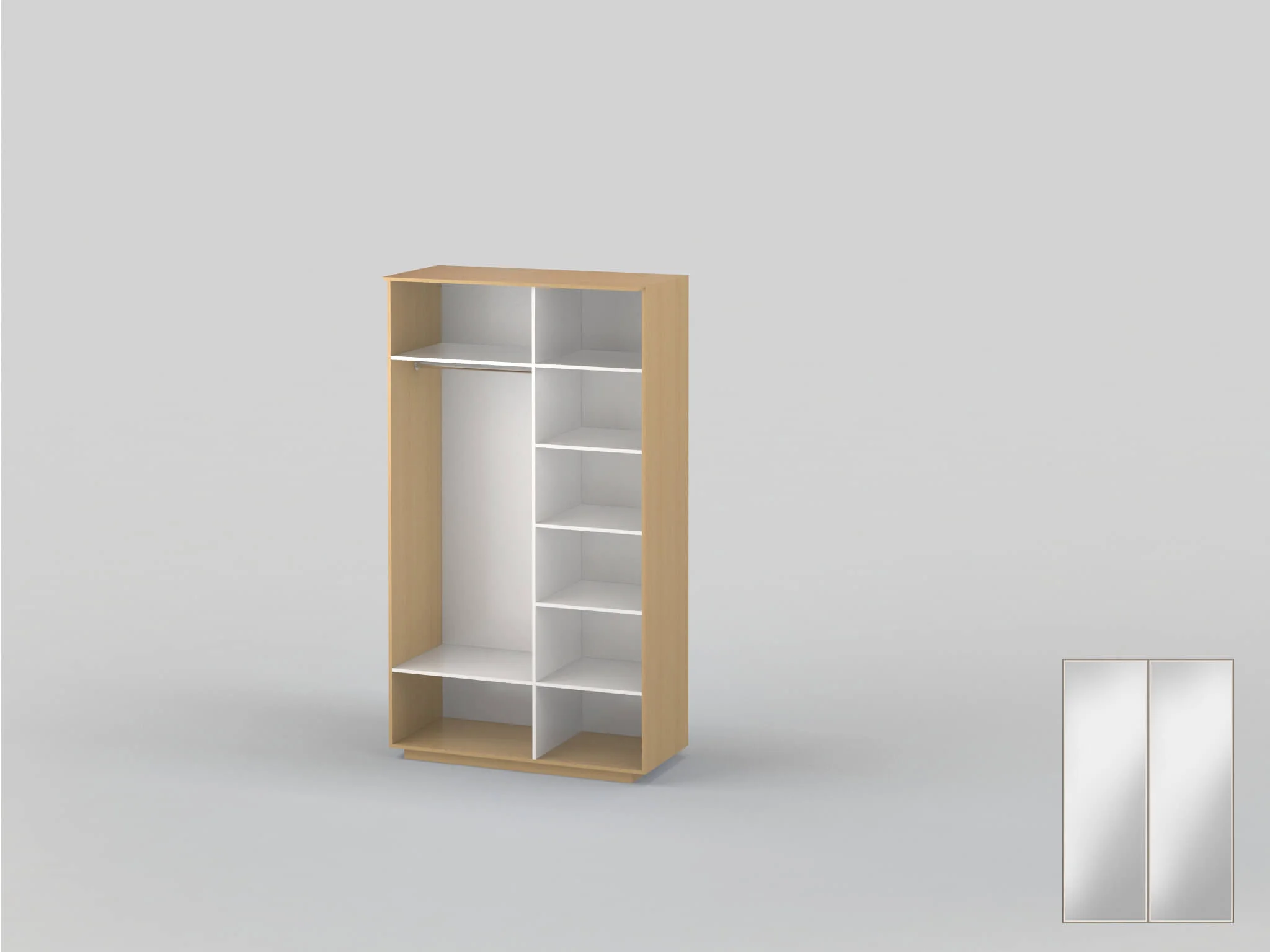Double-door closet 1400 mm wide beech