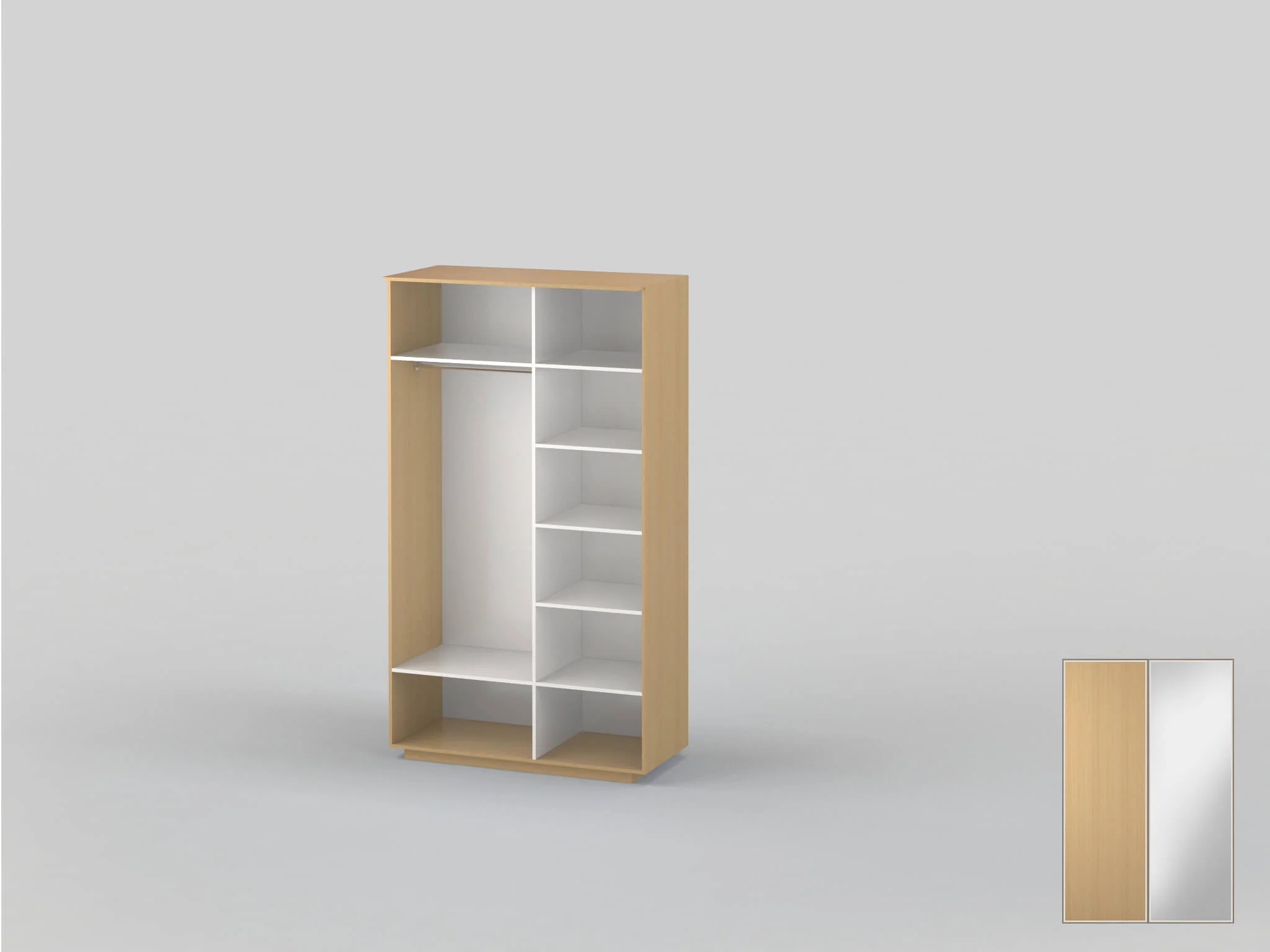 Double-door closet 1400 mm wide beech