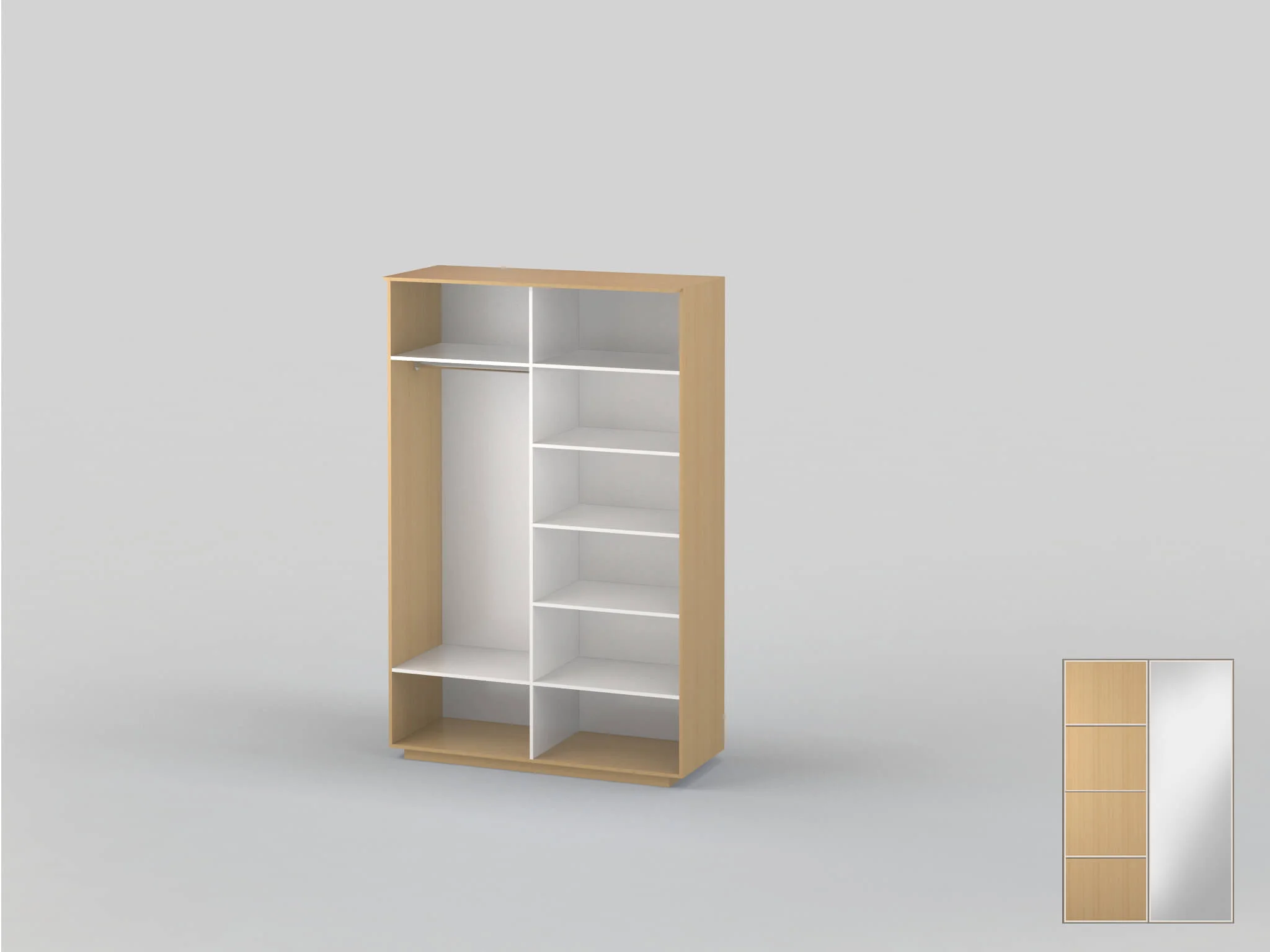 Шкаф-купе двухдверный шириной 1600 мм бук