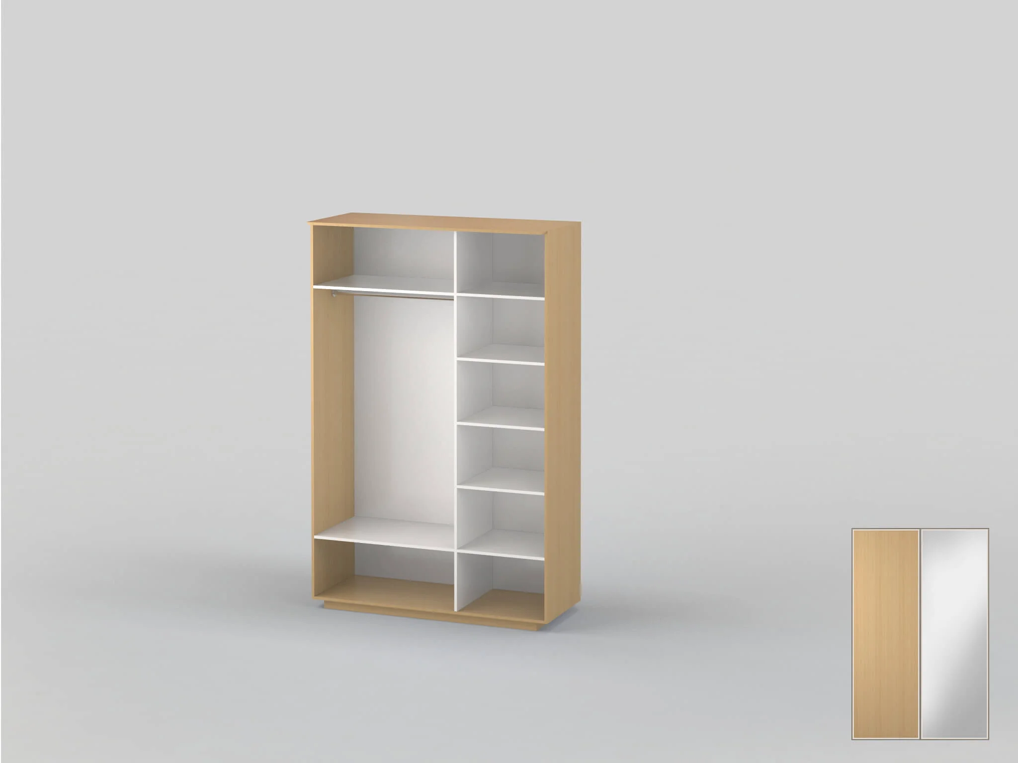 Double-door wardrobe 1600 mm wide beech
