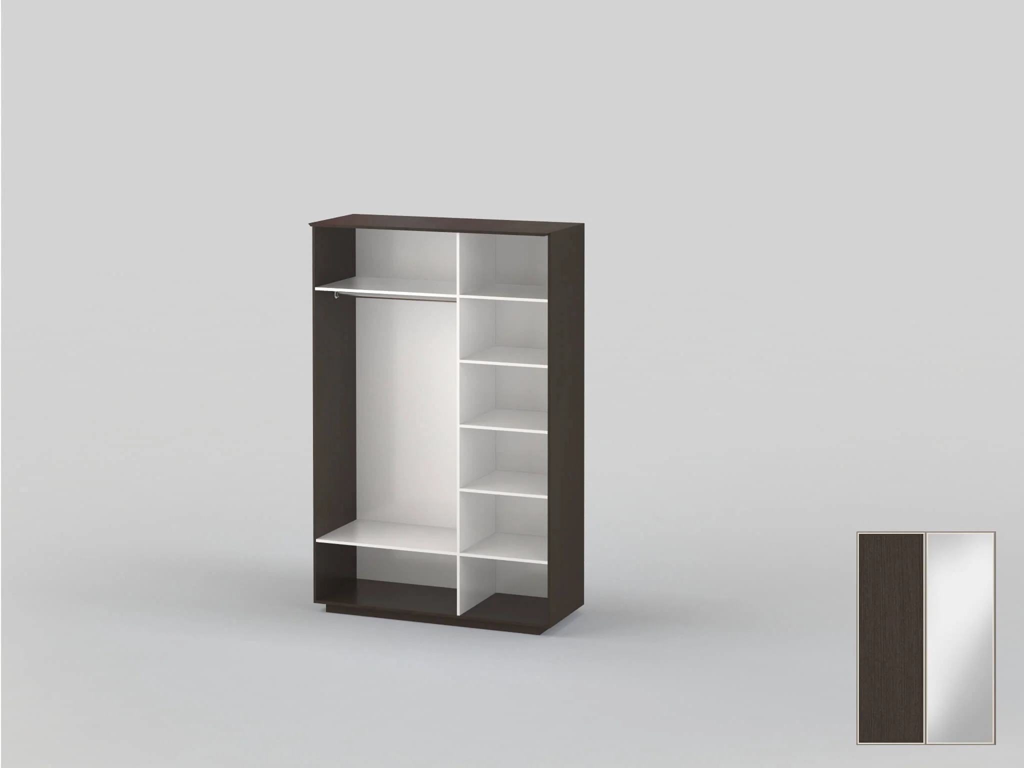 Double-door closet 1600 mm wide wenge