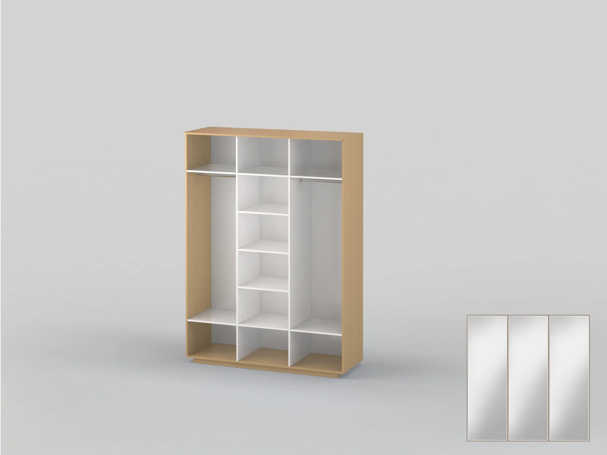 Шкаф-купе трехдверный шириной 1791 мм бук