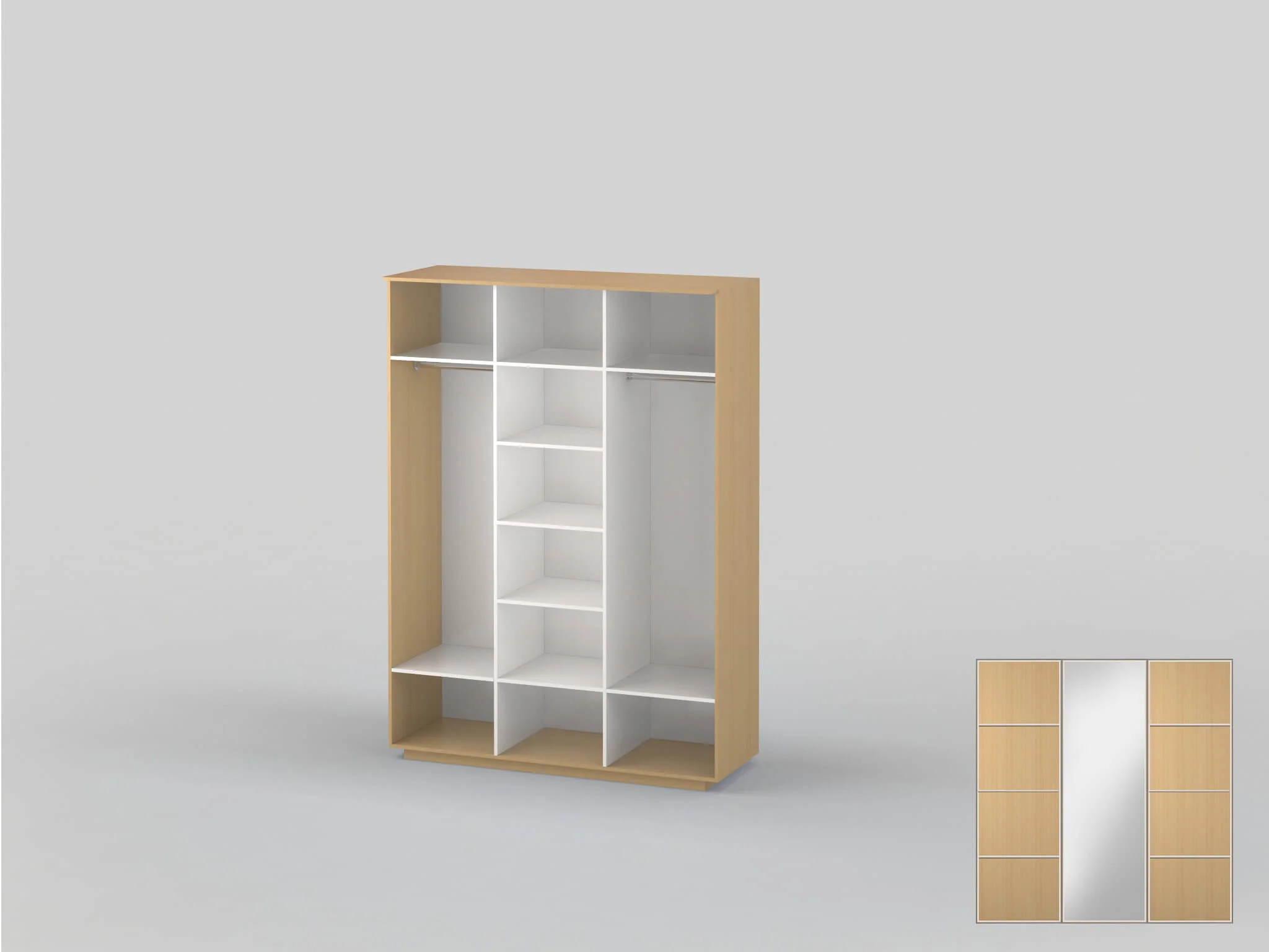 Шкаф-купе трехдверный  шириной 1791 мм бук