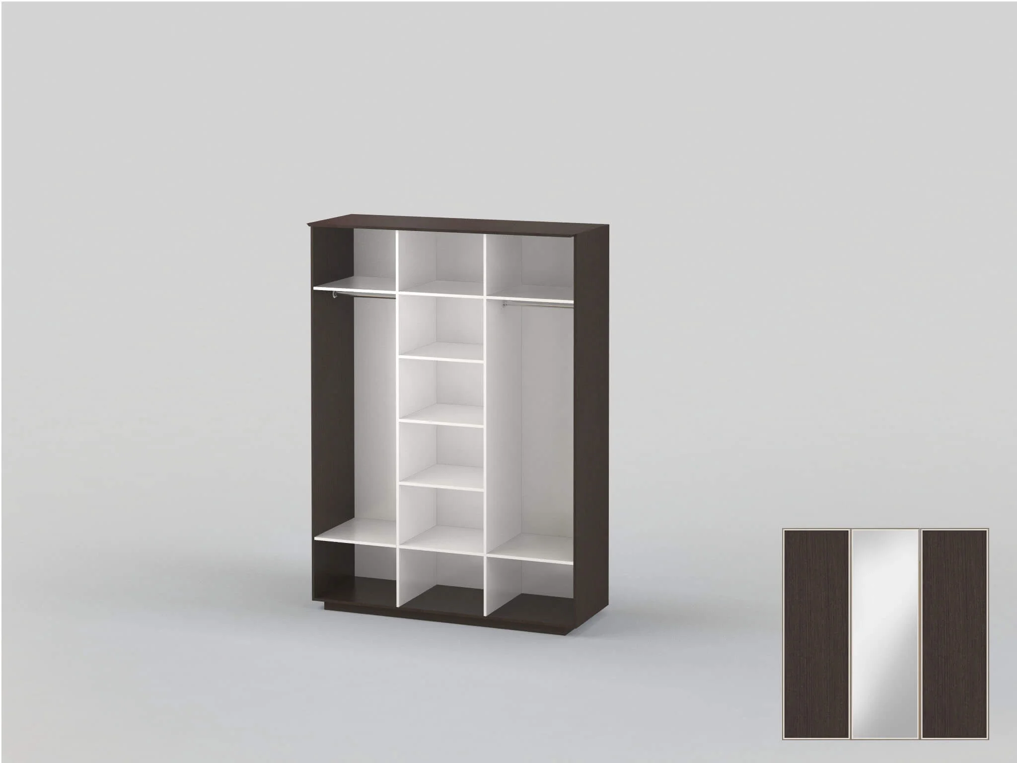 Шкаф-купе трехдверный  шириной 1791 мм венге