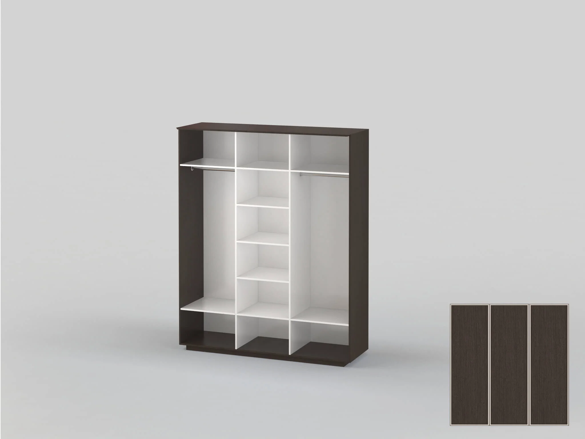 Three-door closet, width 1991 mm wenge