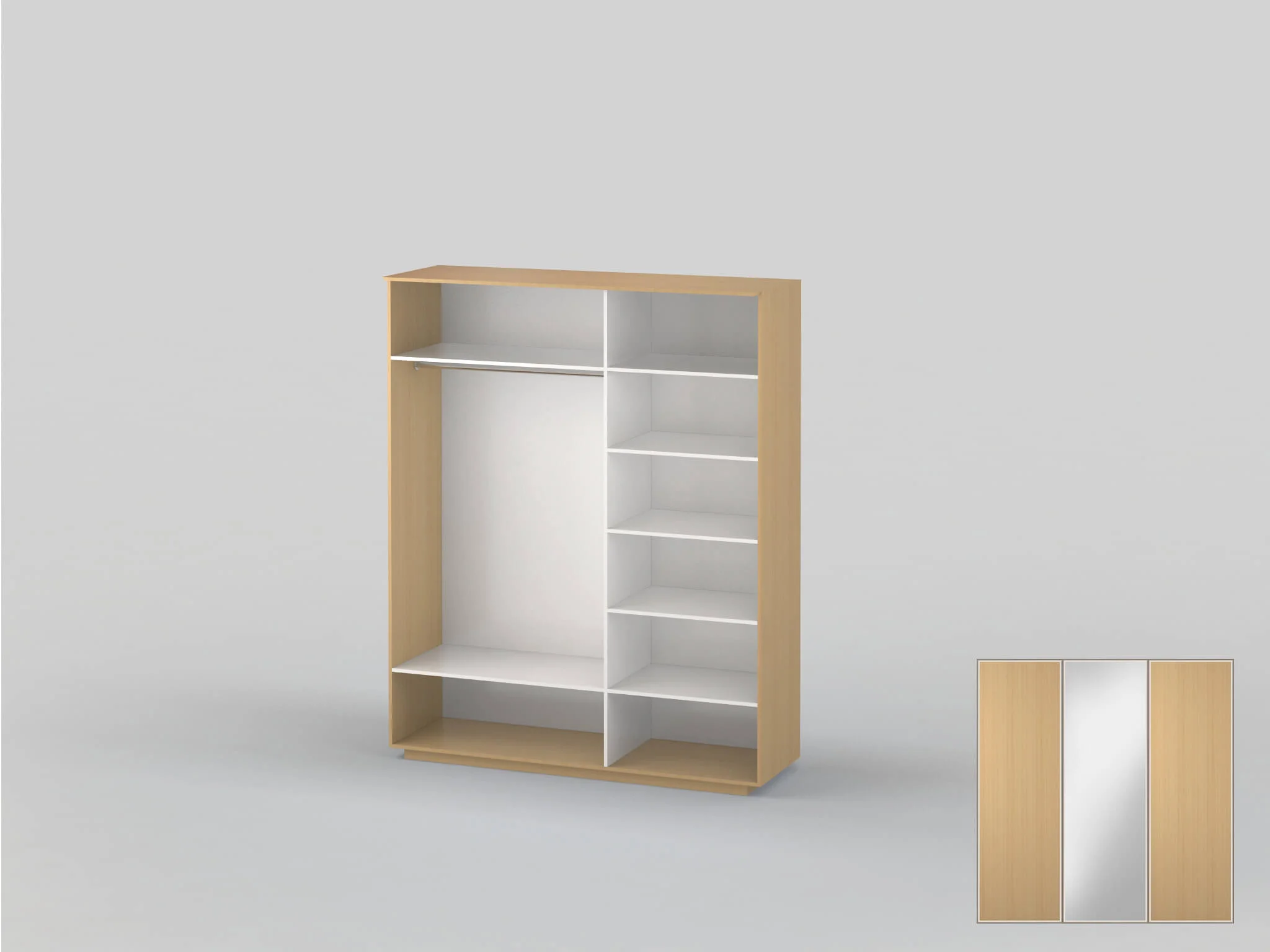 Шкаф-купе трехдверный  шириной 1991 мм бук