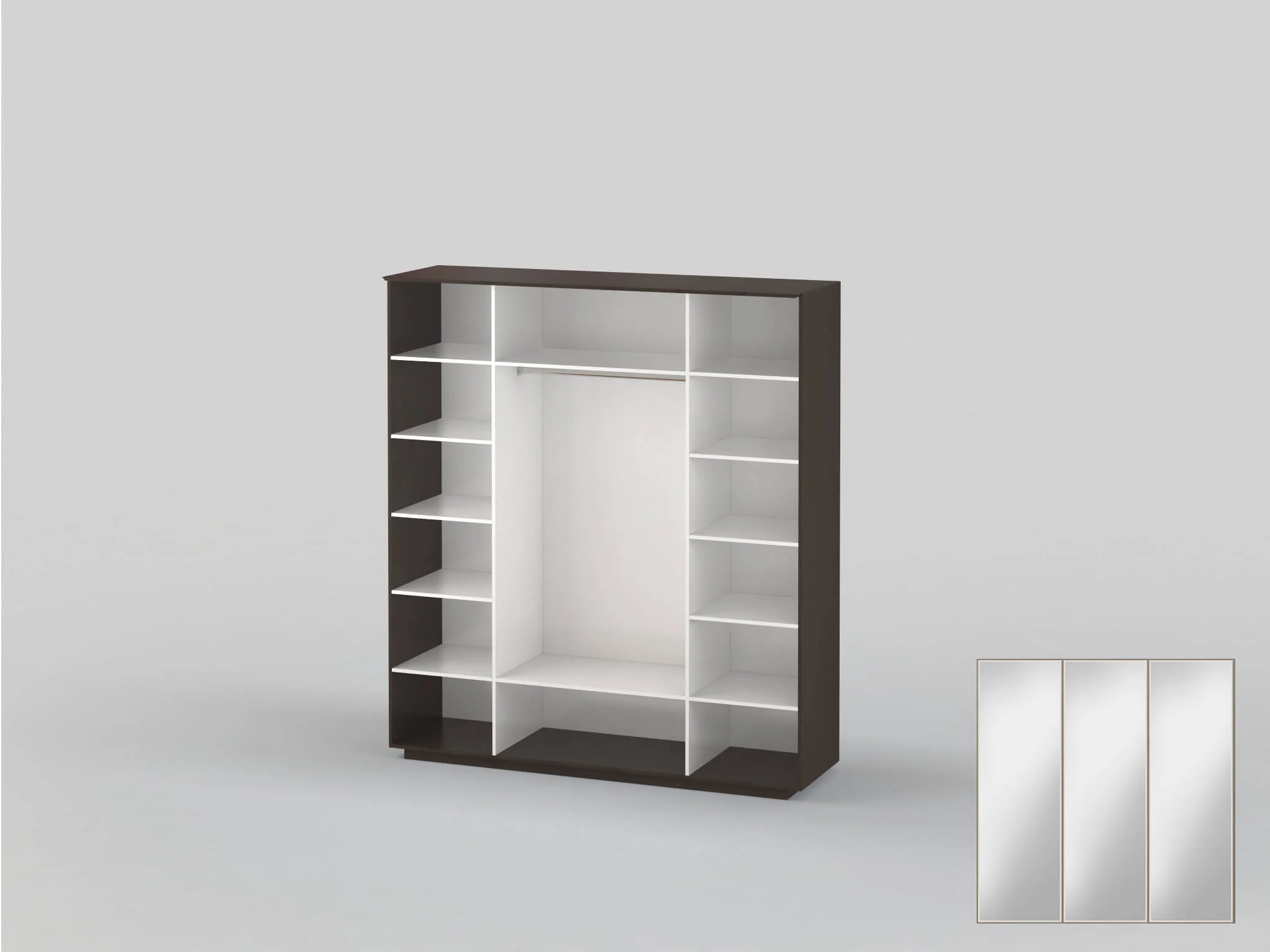 Three-door closet 2191 mm wide in wenge