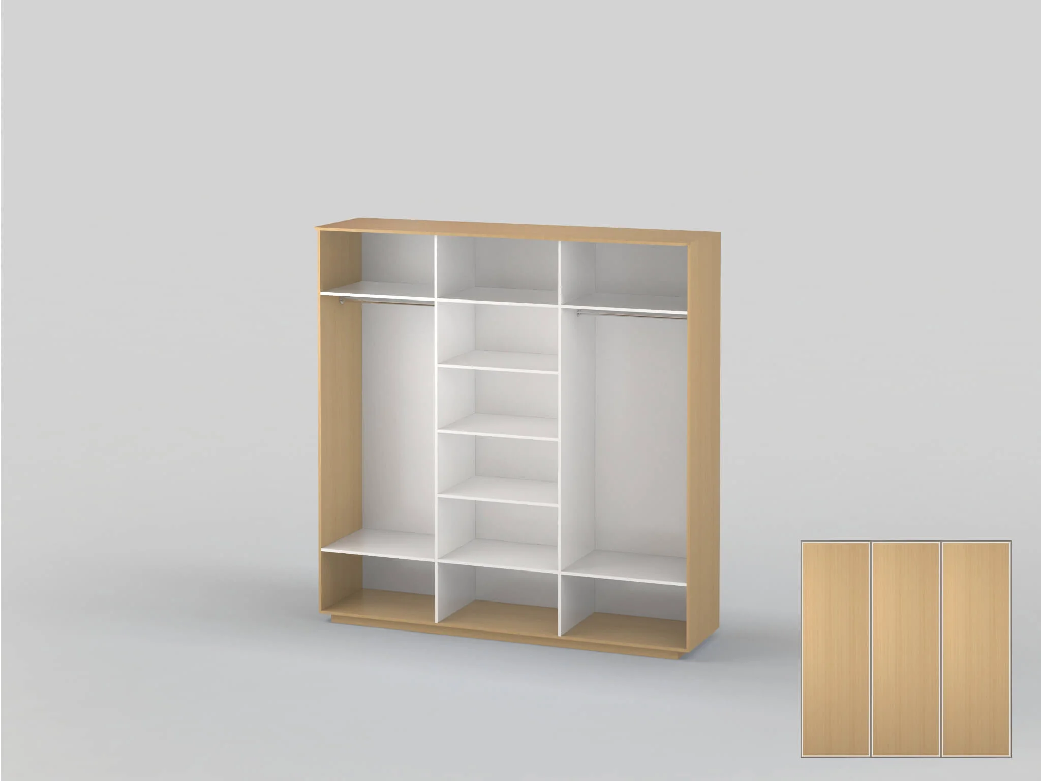 Шкаф-купе трехдверный шириной 2391 мм бук