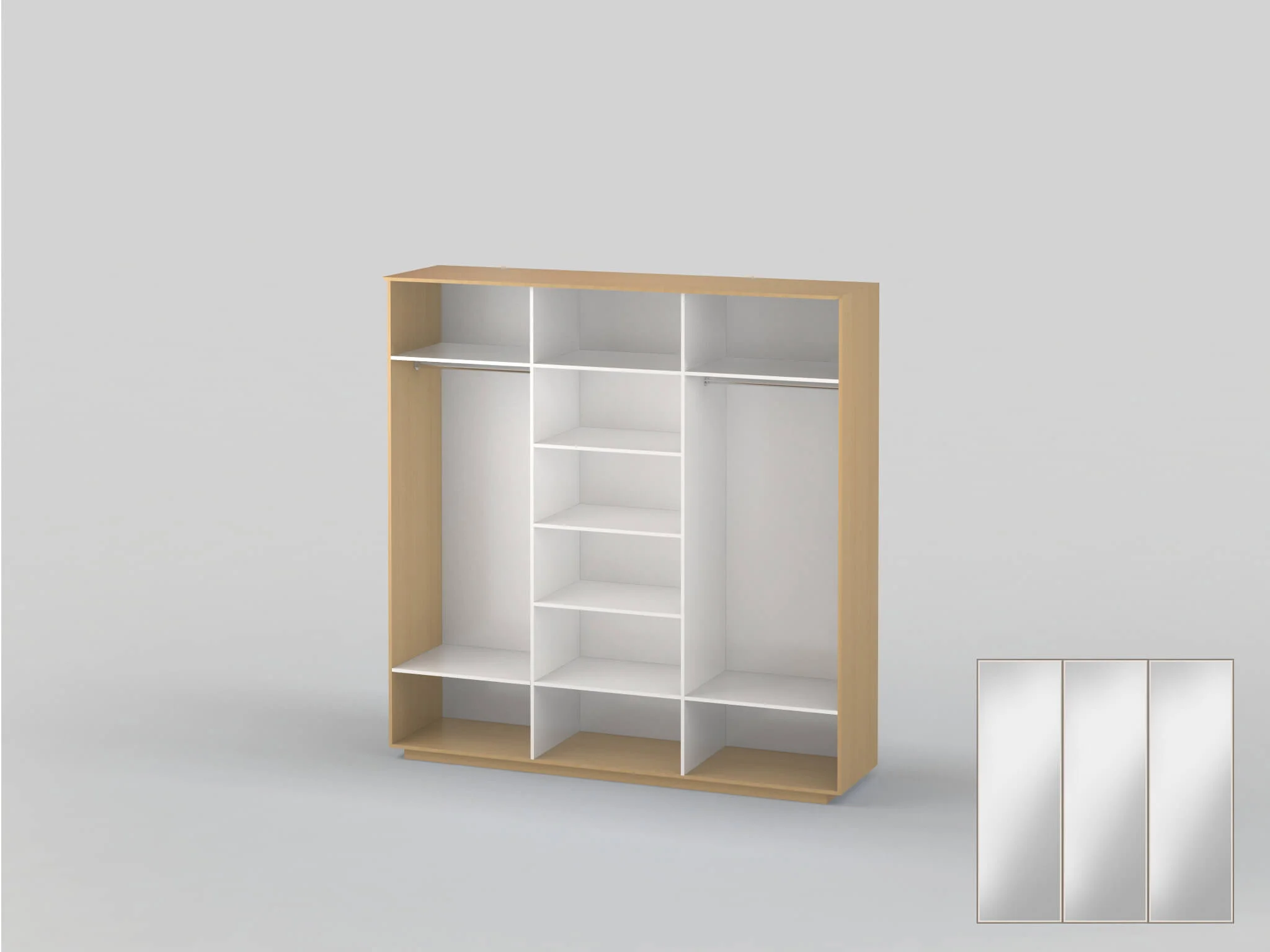 Шкаф-купе трехдверный шириной 2391 мм бук