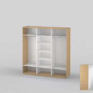 Шкаф-купе трехдверный шириной 2391 мм бук