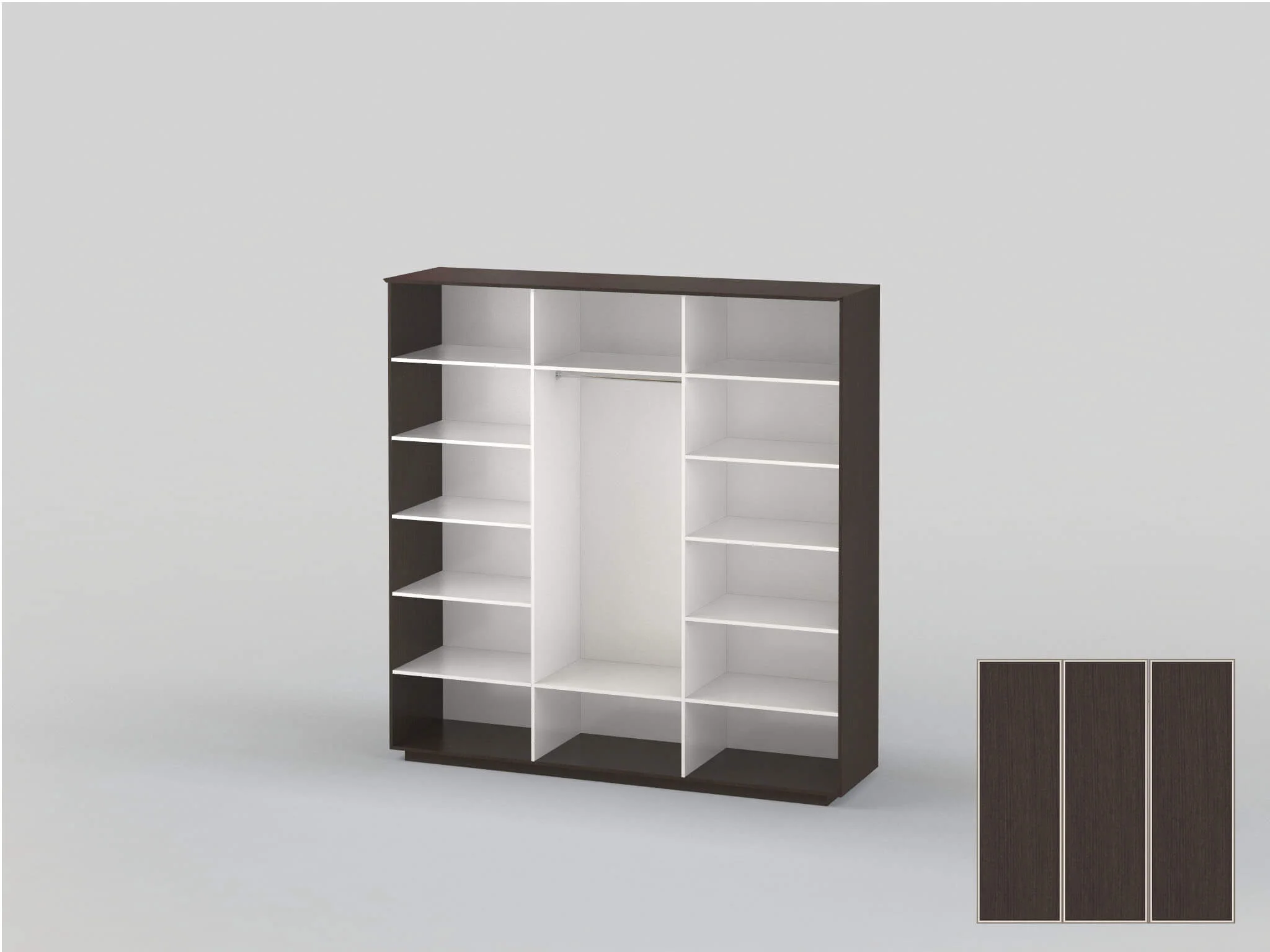 Three-door closet with a width of 2391 mm Wenge