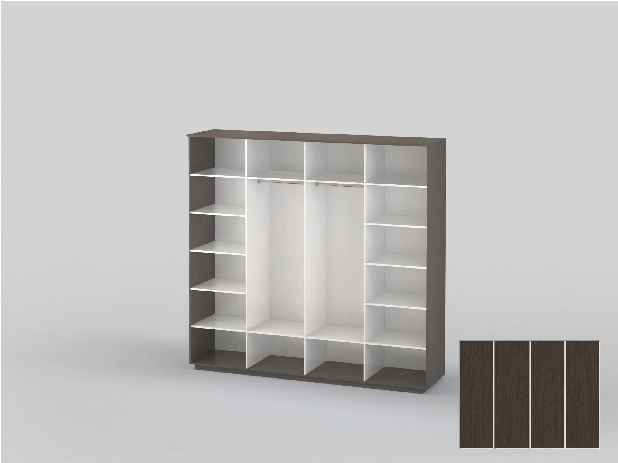 Four-door wardrobe 2582 mm wide in wenge