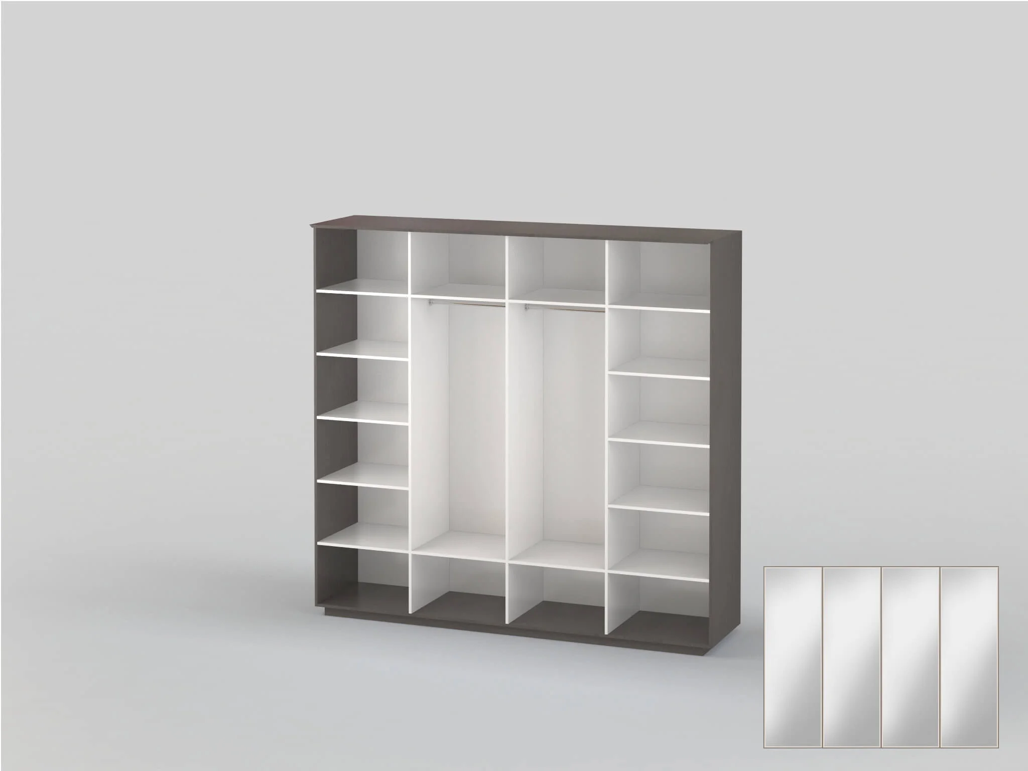 Шкаф-купе четырехдверный шириной 2582 мм венге